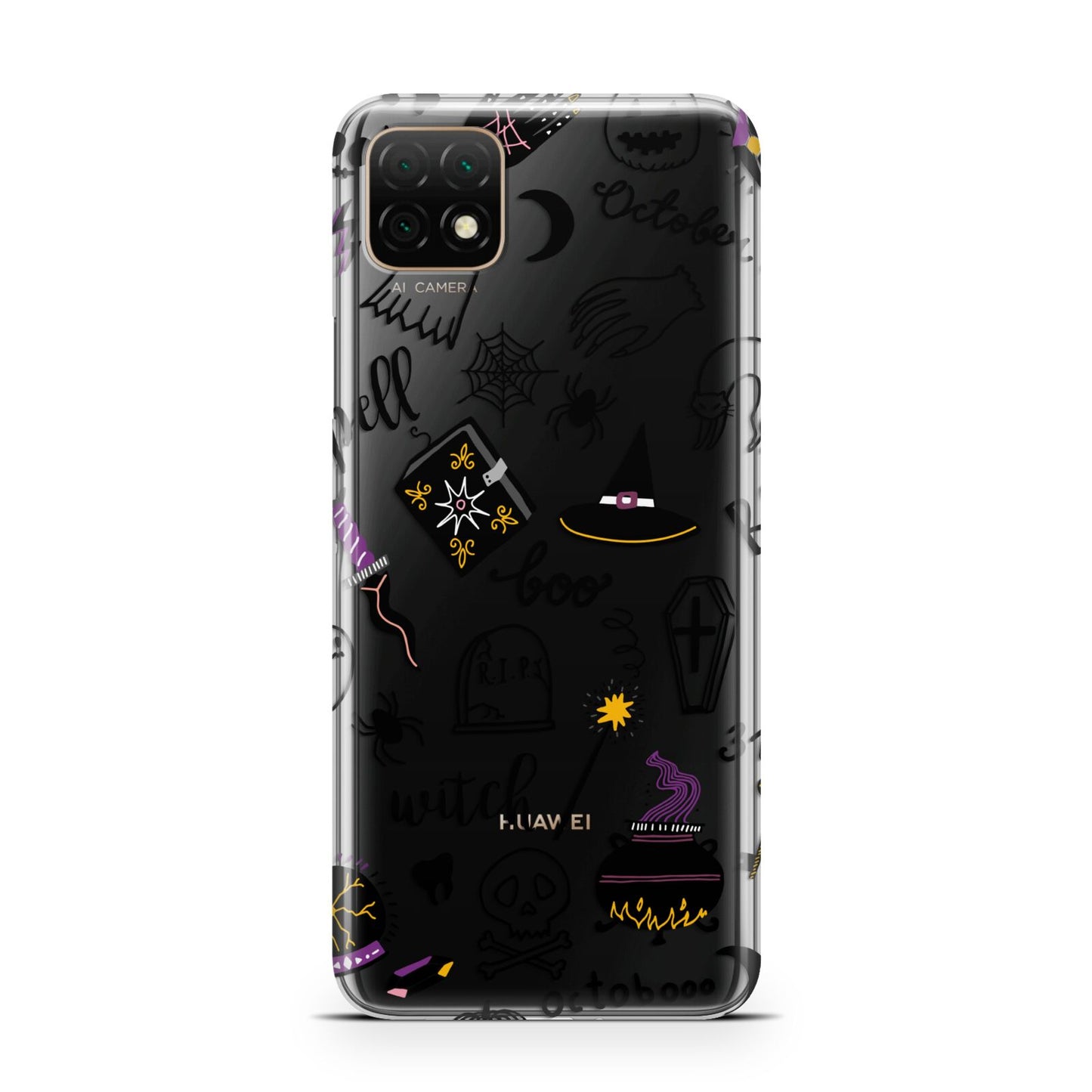 Purple and Black Halloween Illustrations Huawei Enjoy 20 Phone Case