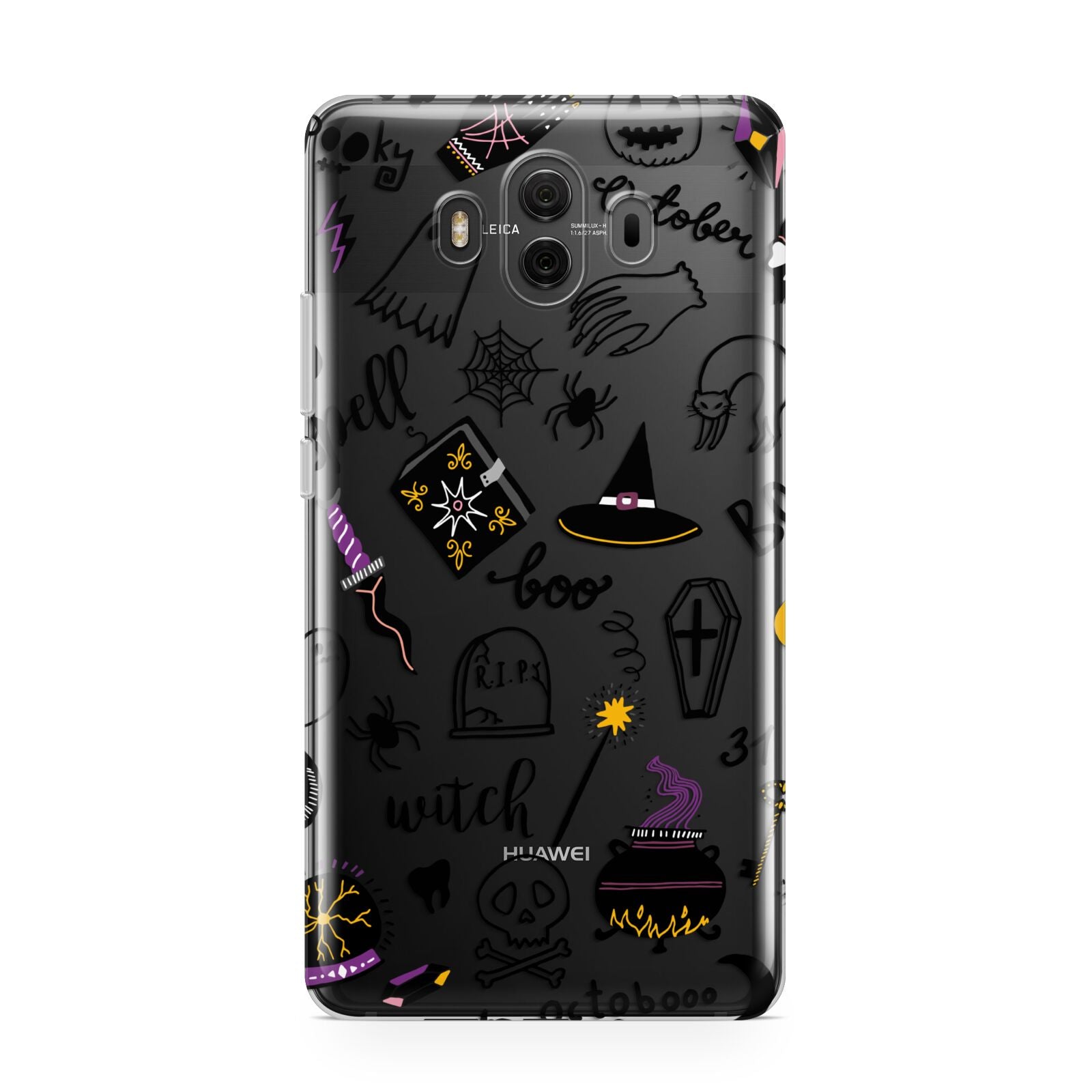 Purple and Black Halloween Illustrations Huawei Mate 10 Protective Phone Case