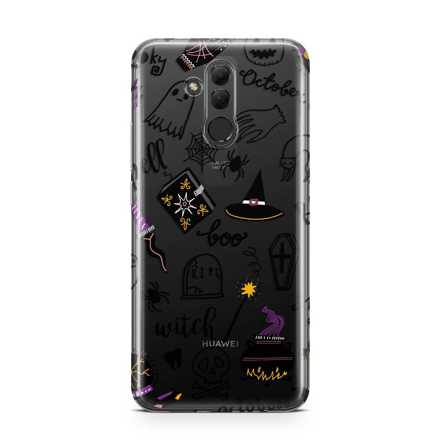 Purple and Black Halloween Illustrations Huawei Mate 20 Lite