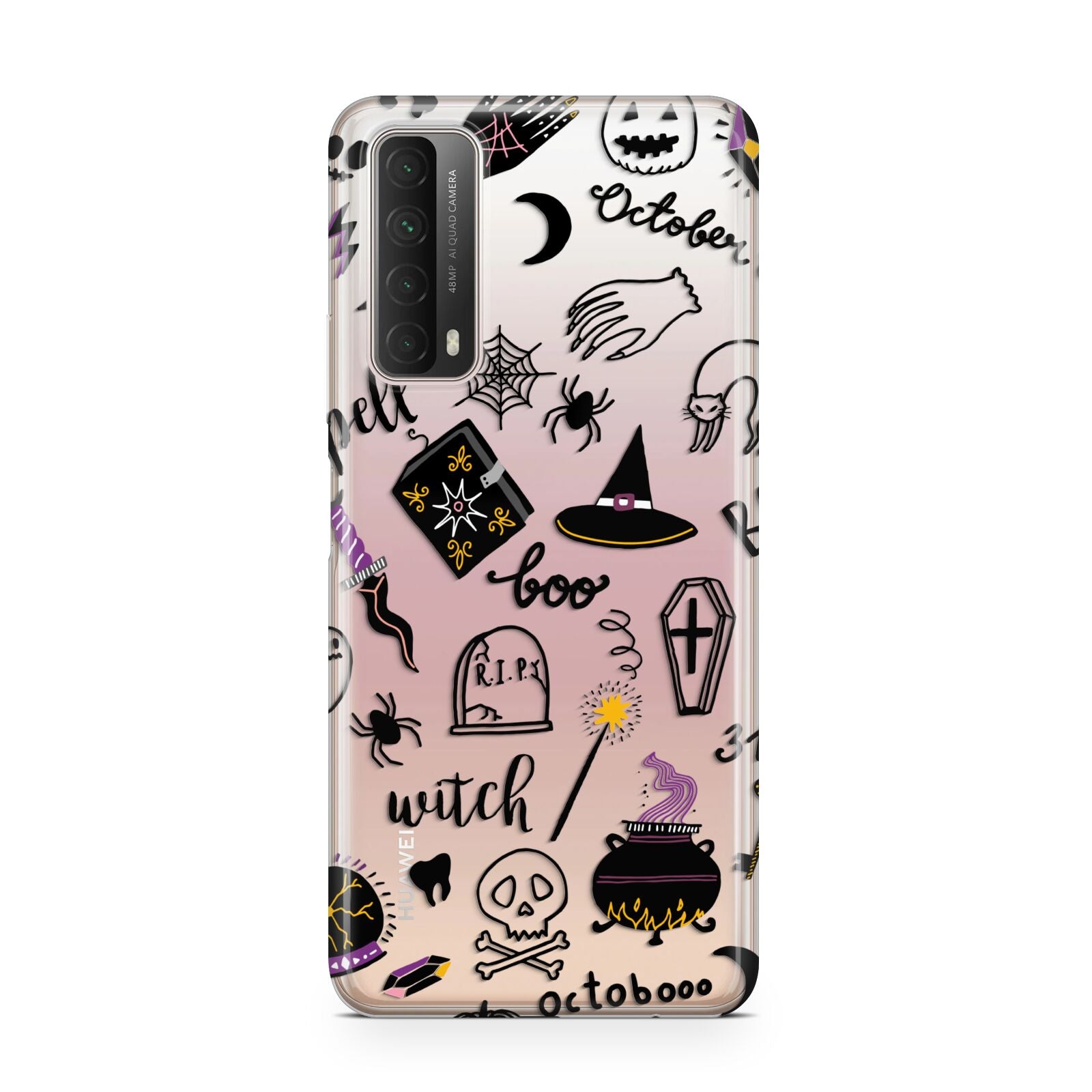 Purple and Black Halloween Illustrations Huawei P Smart 2021