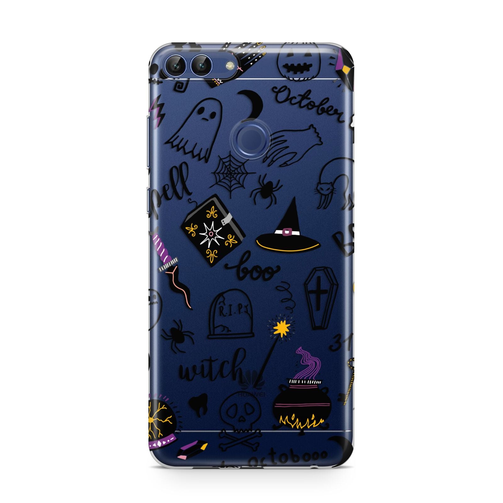 Purple and Black Halloween Illustrations Huawei P Smart Case