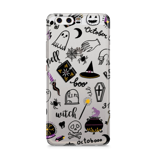 Purple and Black Halloween Illustrations Huawei P10 Phone Case