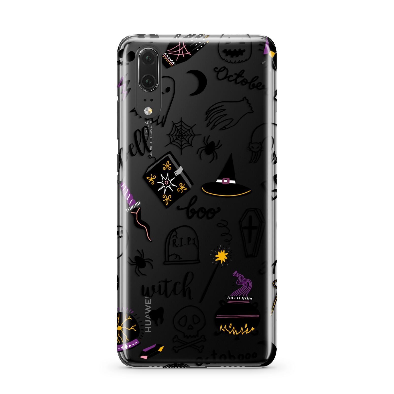 Purple and Black Halloween Illustrations Huawei P20 Phone Case