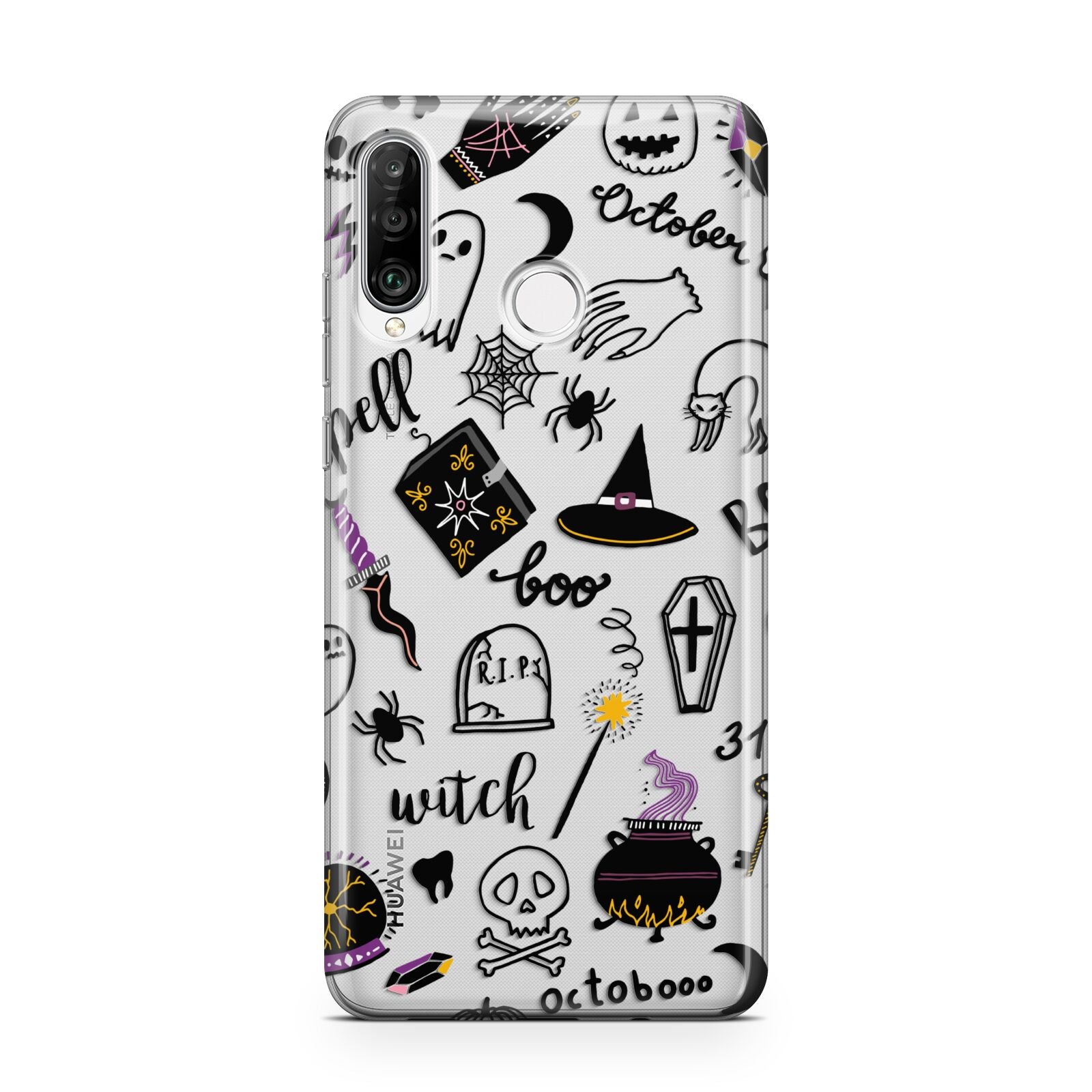 Purple and Black Halloween Illustrations Huawei P30 Lite Phone Case