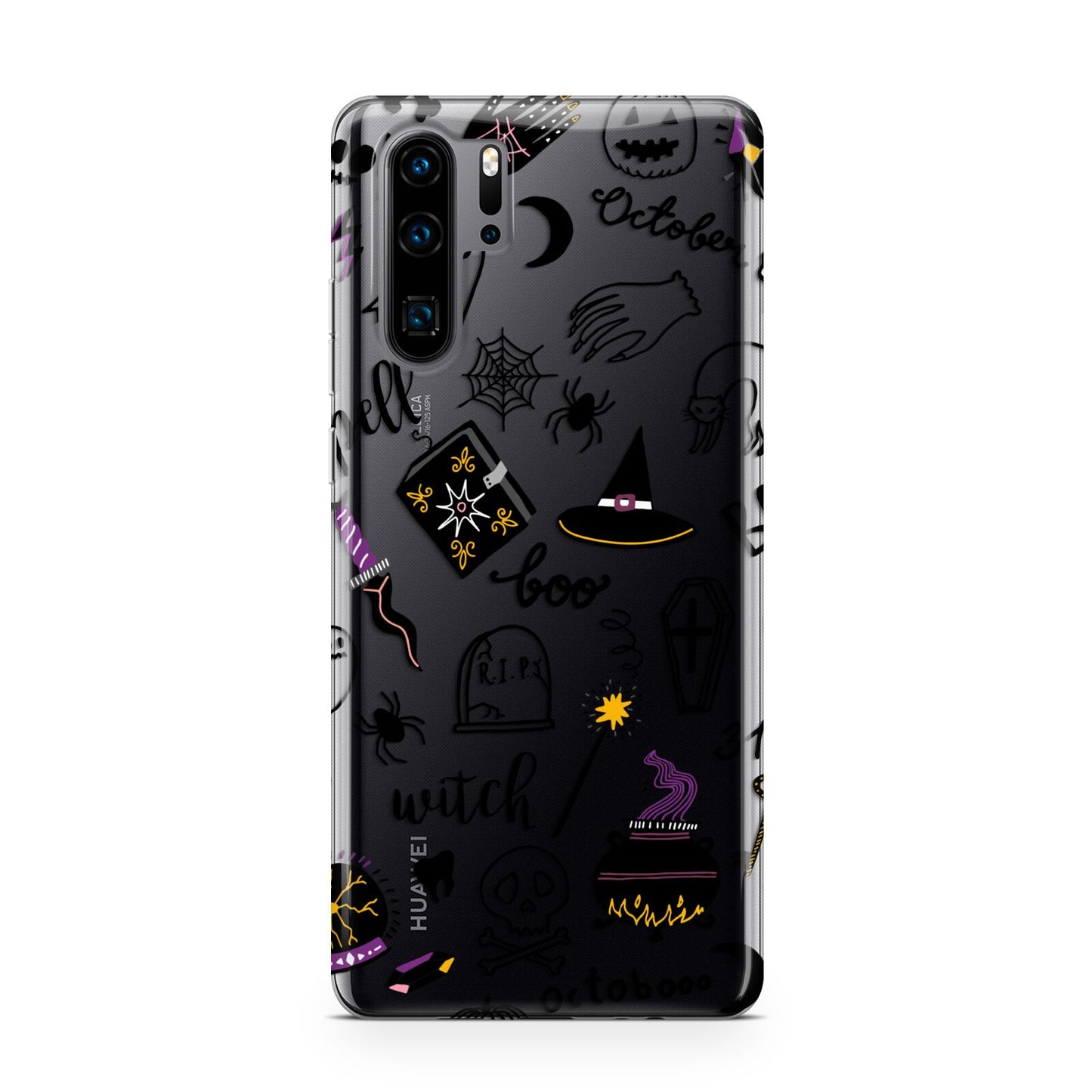 Purple and Black Halloween Illustrations Huawei P30 Pro Phone Case