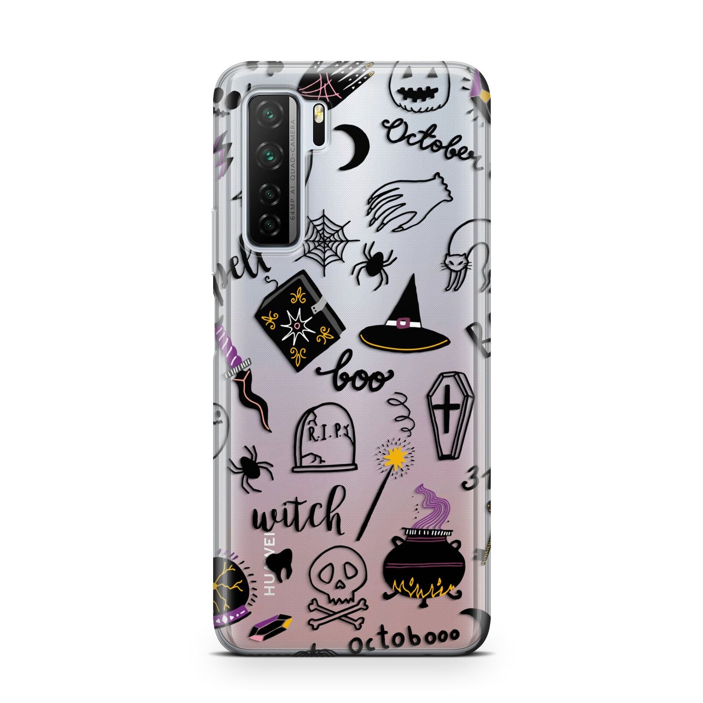 Purple and Black Halloween Illustrations Huawei P40 Lite 5G Phone Case