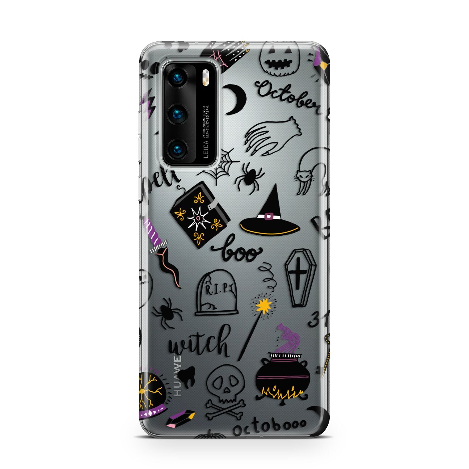 Purple and Black Halloween Illustrations Huawei P40 Phone Case