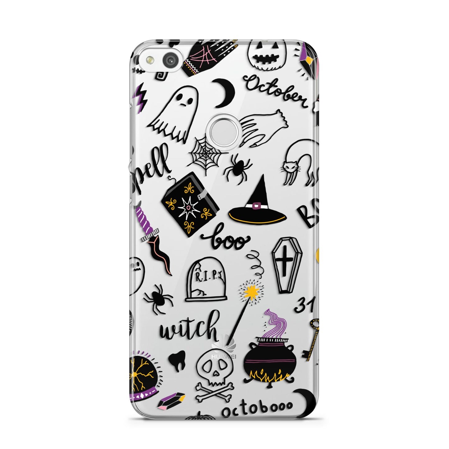 Purple and Black Halloween Illustrations Huawei P8 Lite Case