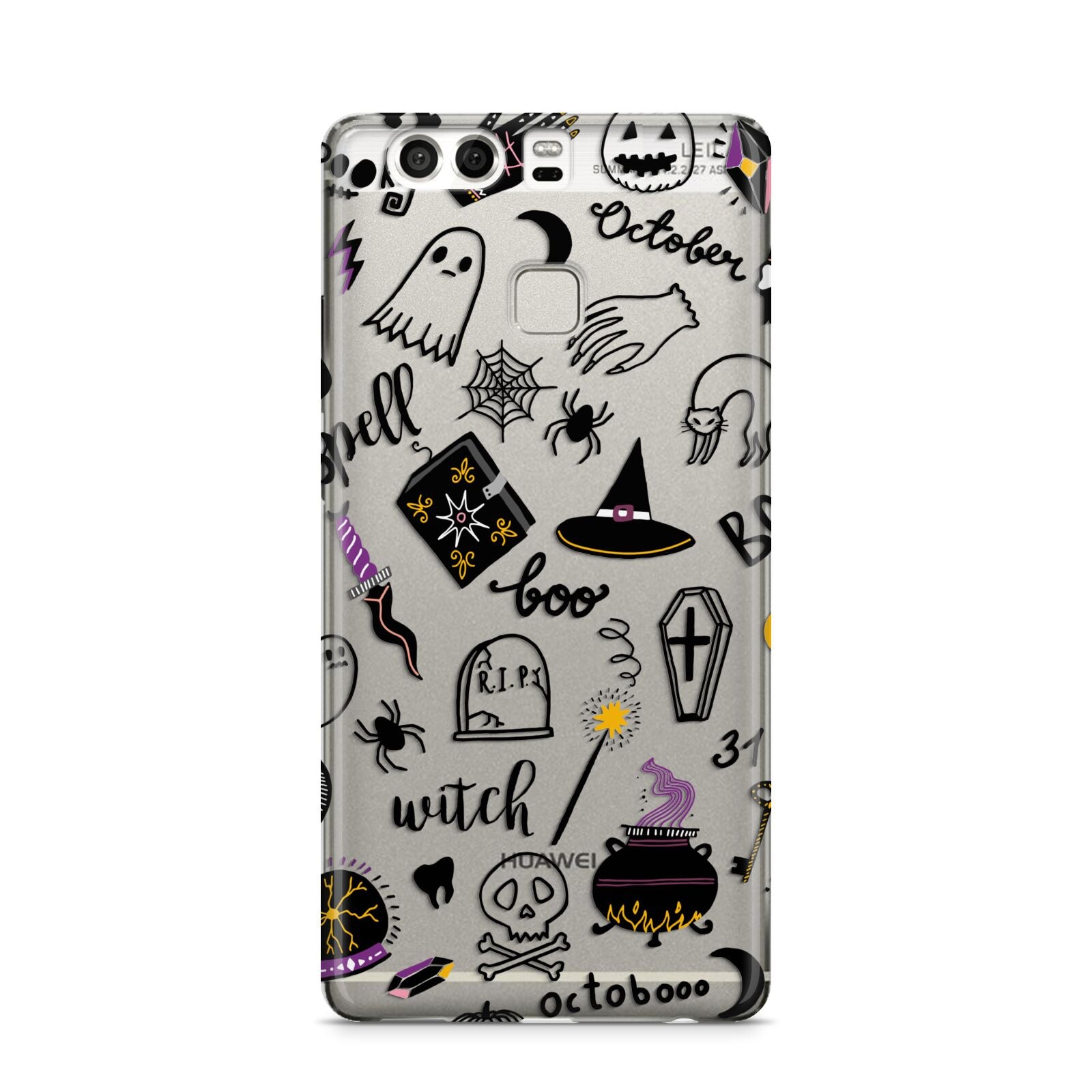 Purple and Black Halloween Illustrations Huawei P9 Case