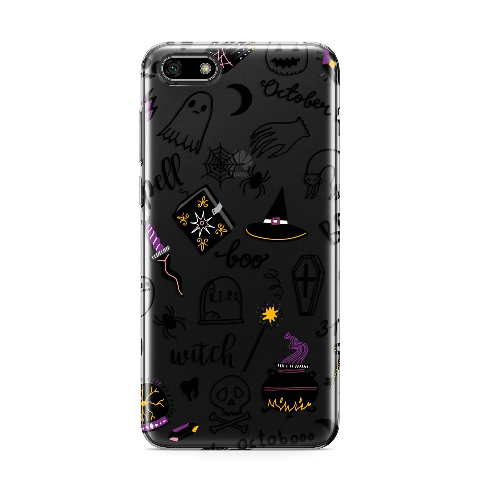 Purple and Black Halloween Illustrations Huawei Y5 Prime 2018 Phone Case