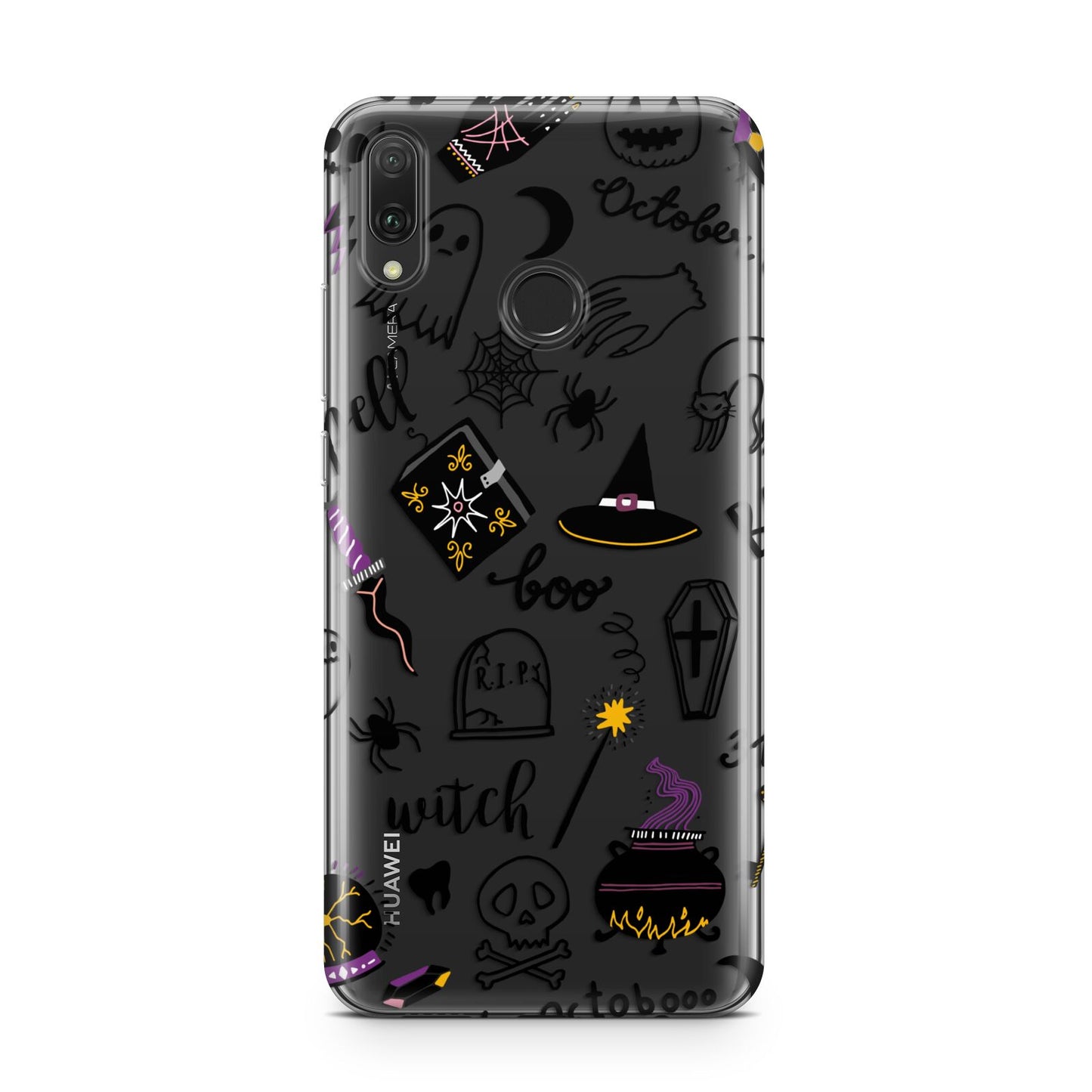 Purple and Black Halloween Illustrations Huawei Y9 2019