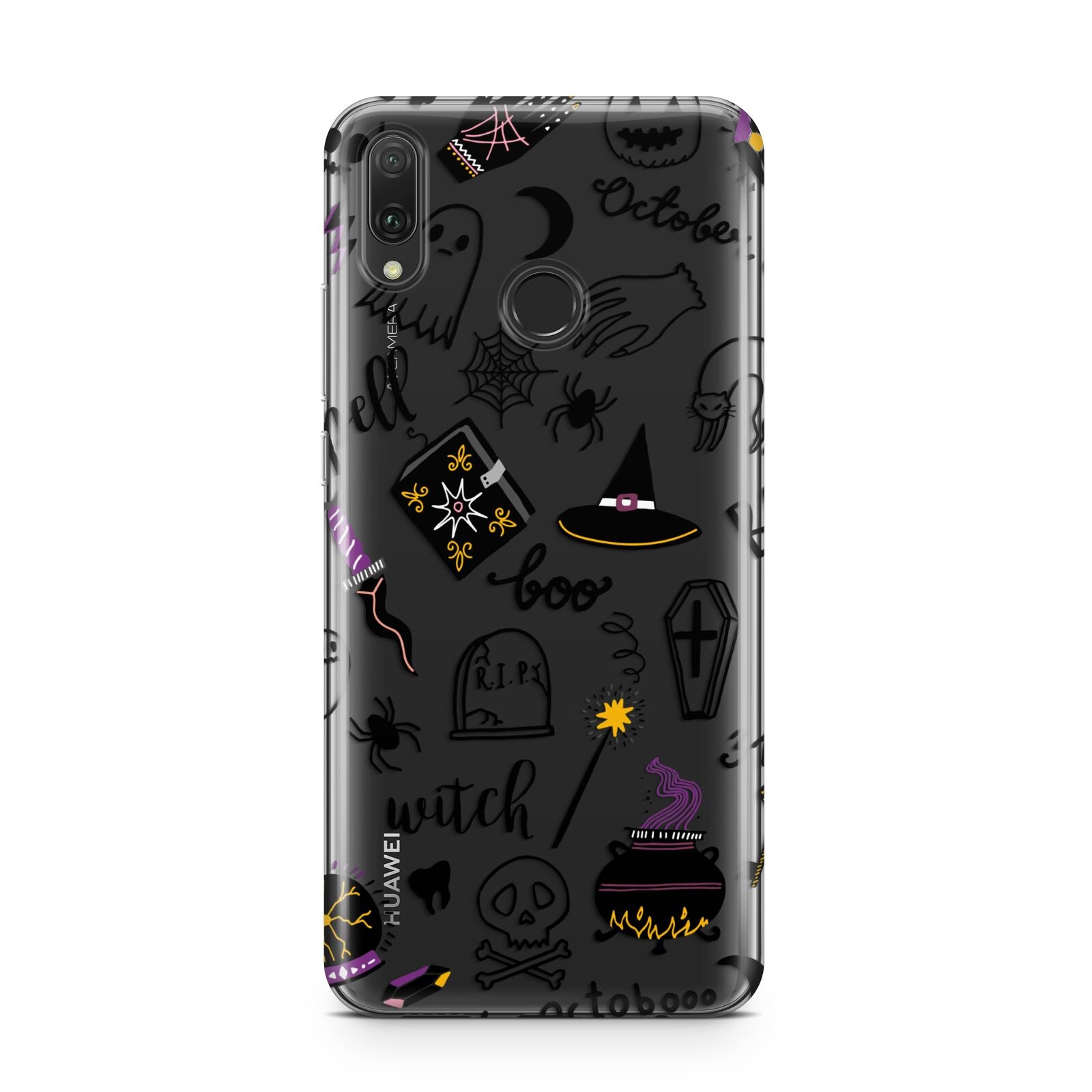 Purple and Black Halloween Illustrations Huawei Y9 2019