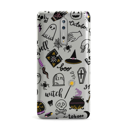 Purple and Black Halloween Illustrations Nokia Case