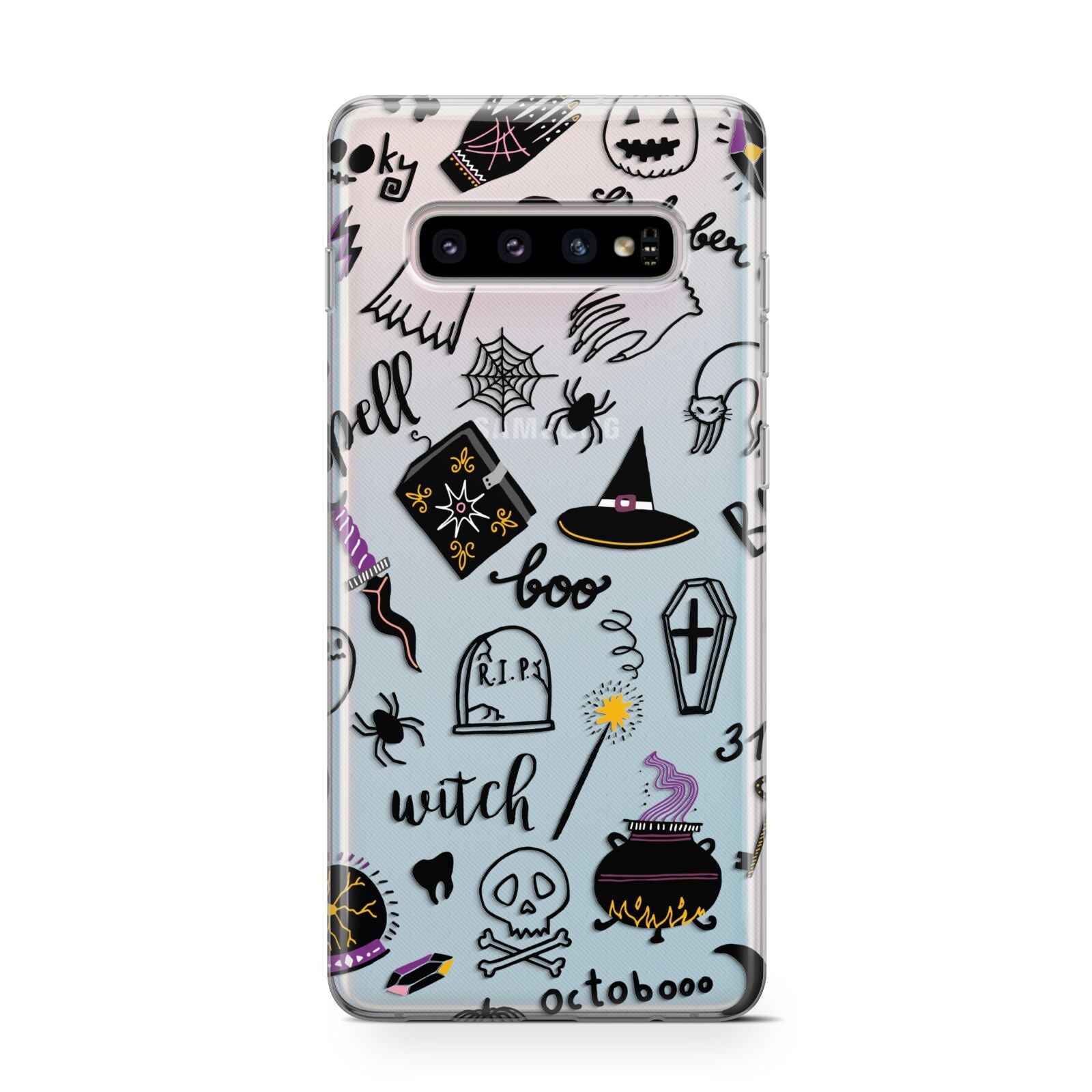 Purple and Black Halloween Illustrations Protective Samsung Galaxy Case