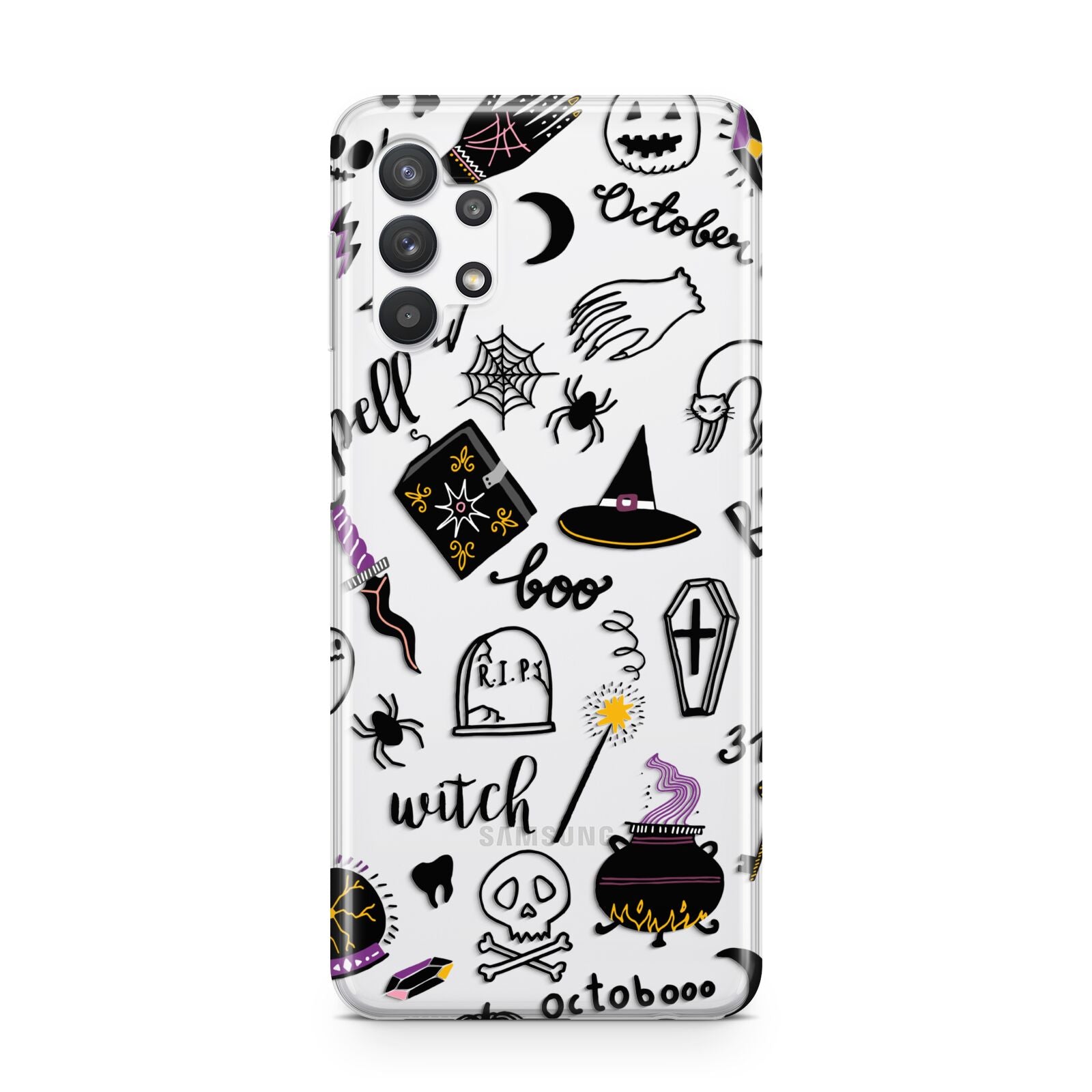 Purple and Black Halloween Illustrations Samsung A32 5G Case