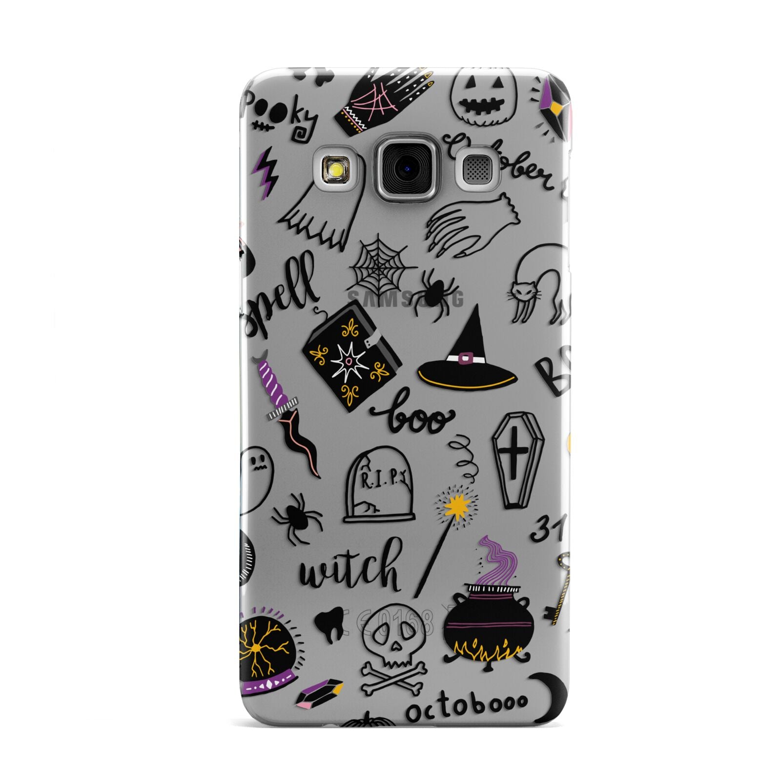 Purple and Black Halloween Illustrations Samsung Galaxy A3 Case