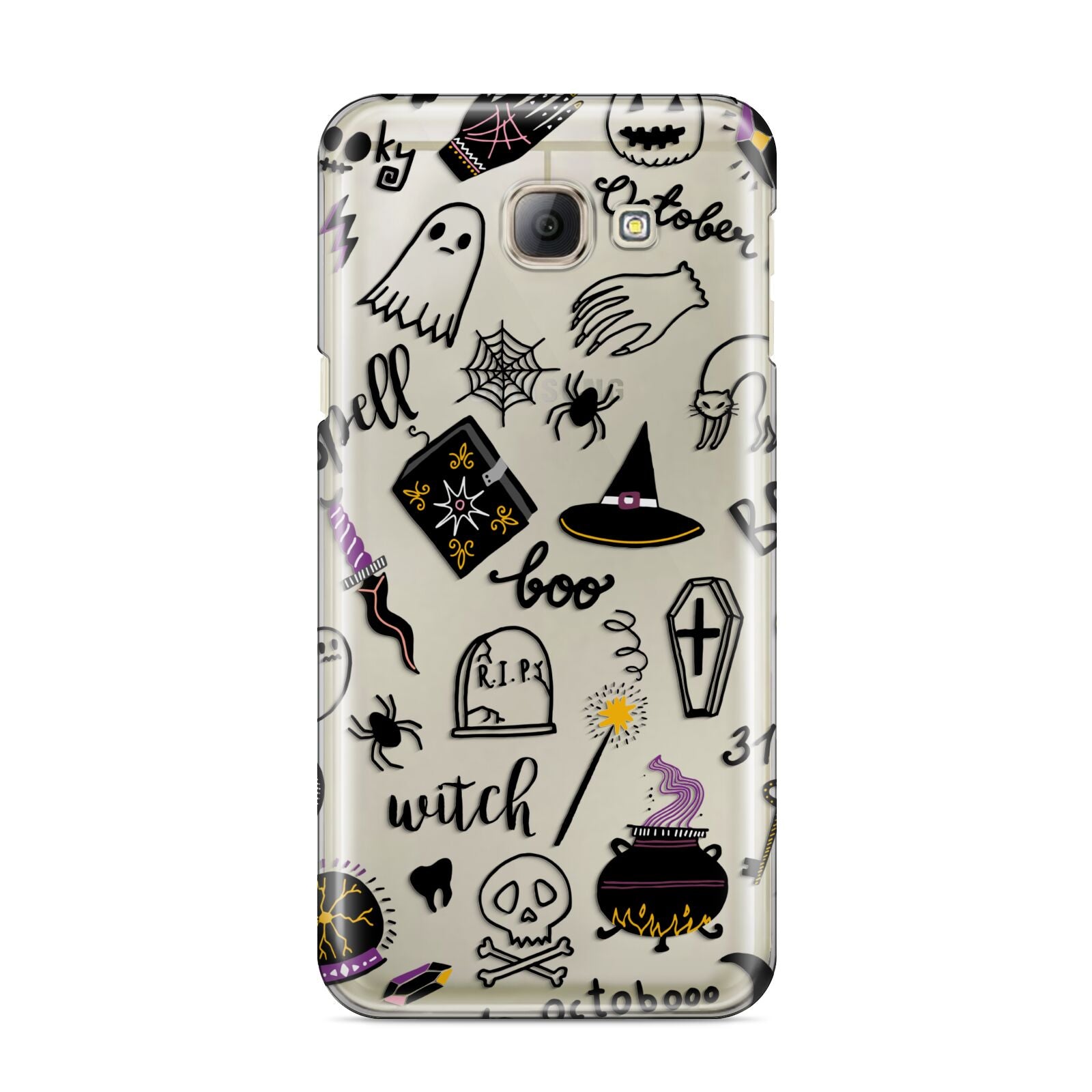 Purple and Black Halloween Illustrations Samsung Galaxy A8 2016 Case