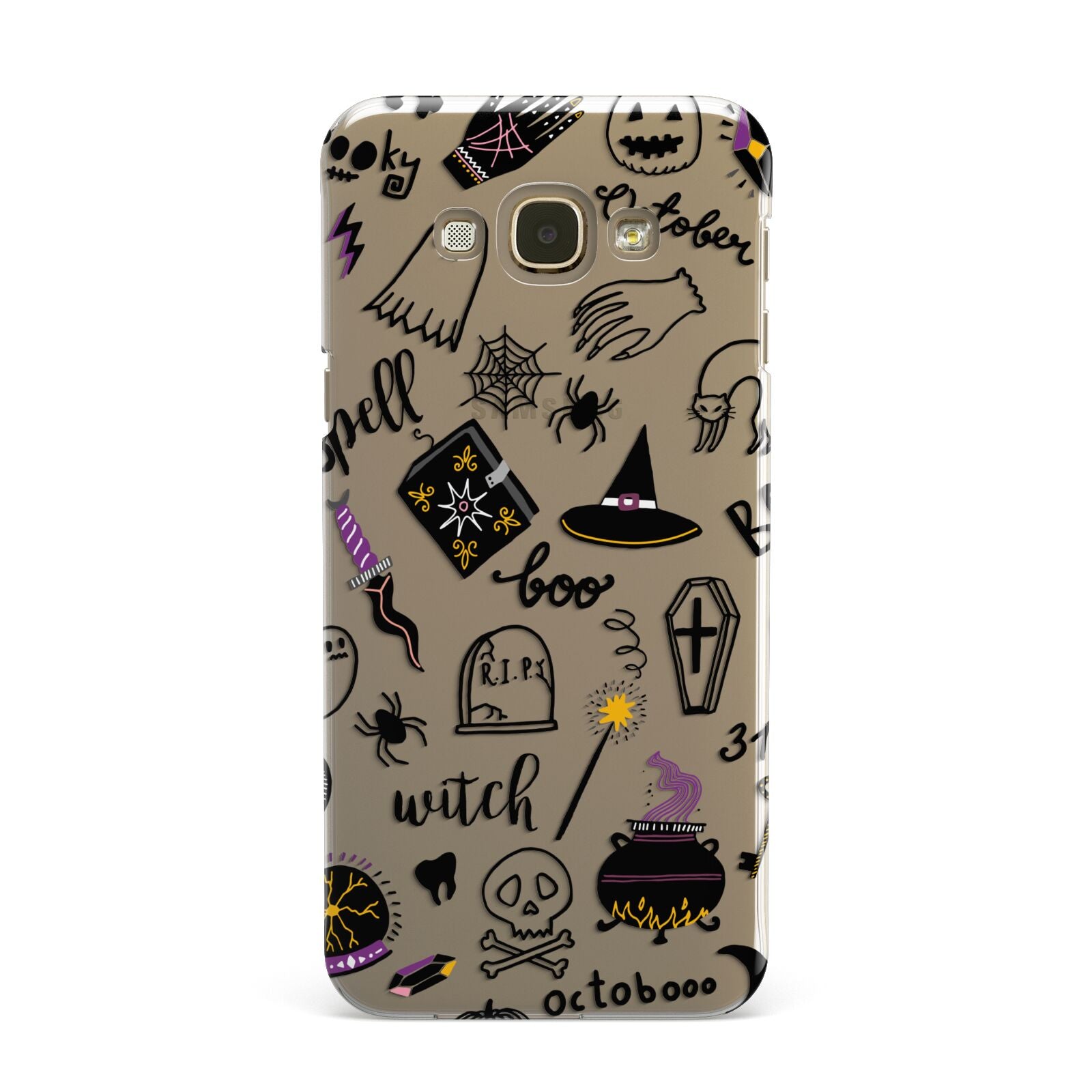 Purple and Black Halloween Illustrations Samsung Galaxy A8 Case