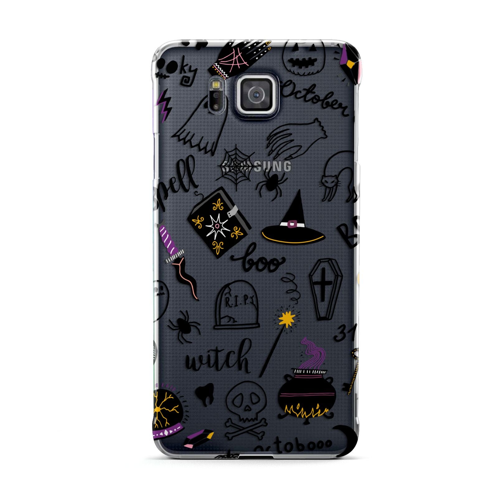 Purple and Black Halloween Illustrations Samsung Galaxy Alpha Case