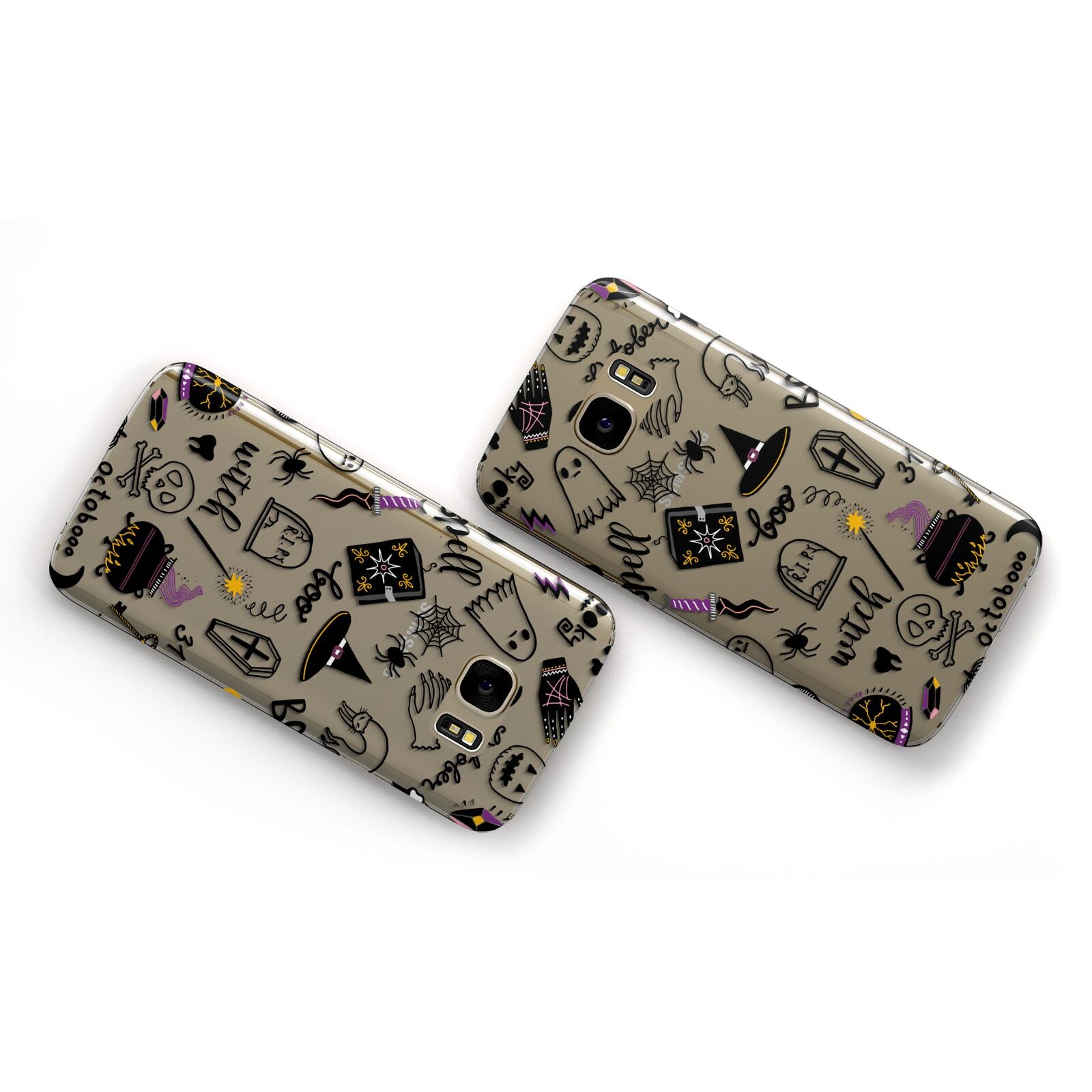 Purple and Black Halloween Illustrations Samsung Galaxy Case Flat Overview