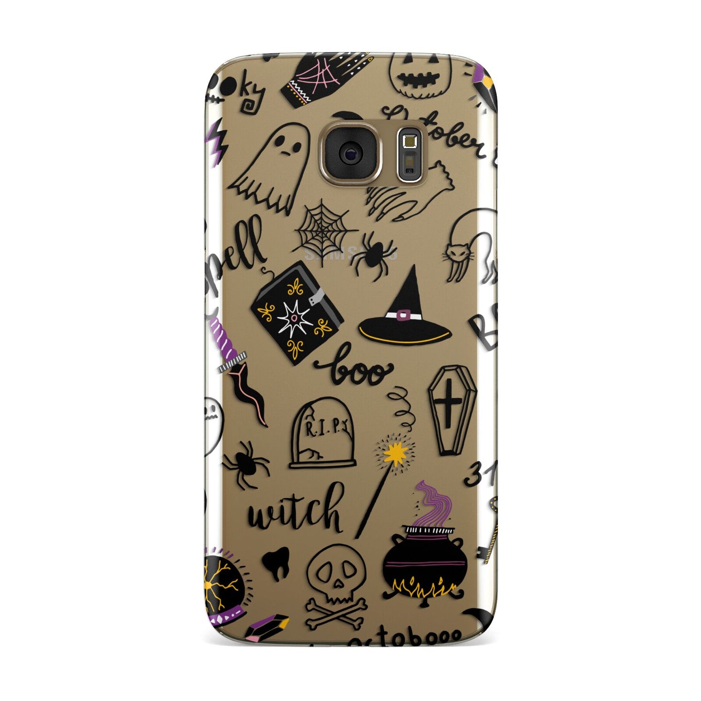 Purple and Black Halloween Illustrations Samsung Galaxy Case