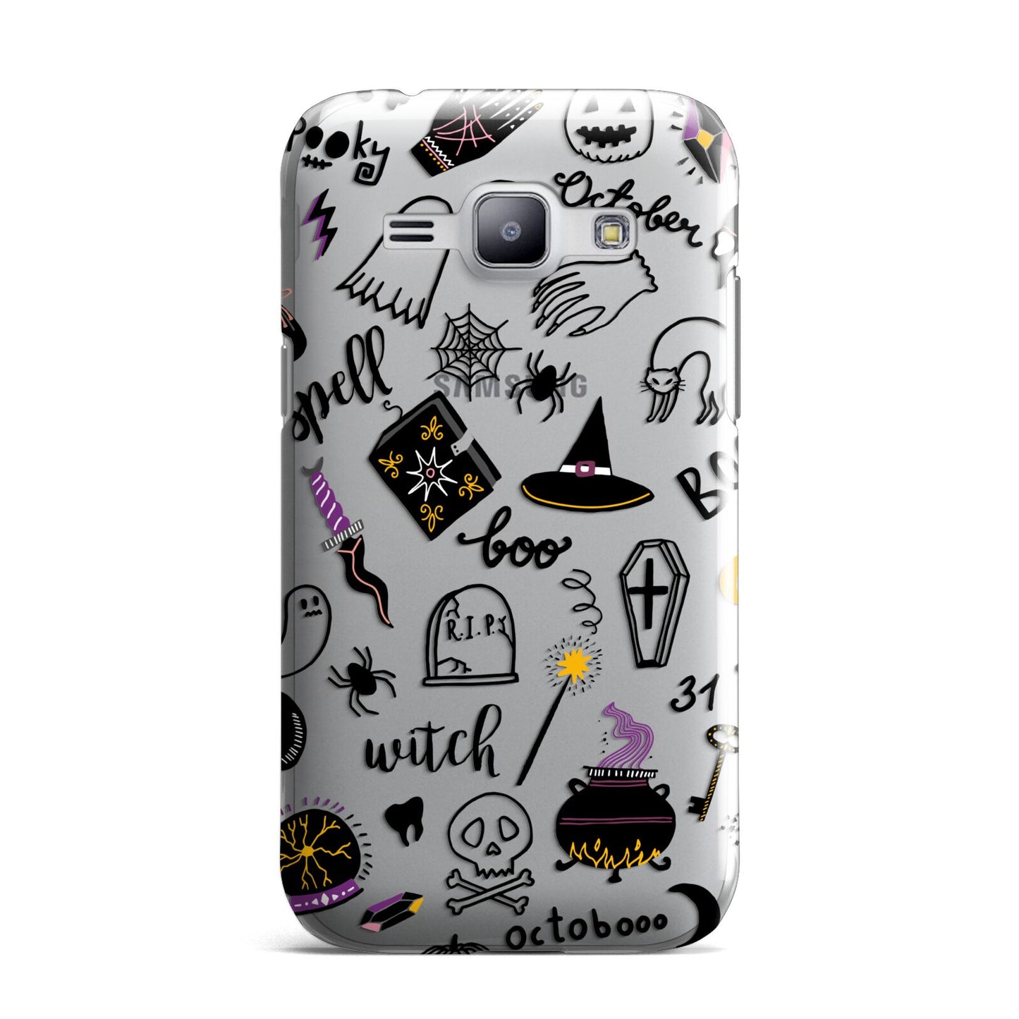 Purple and Black Halloween Illustrations Samsung Galaxy J1 2015 Case