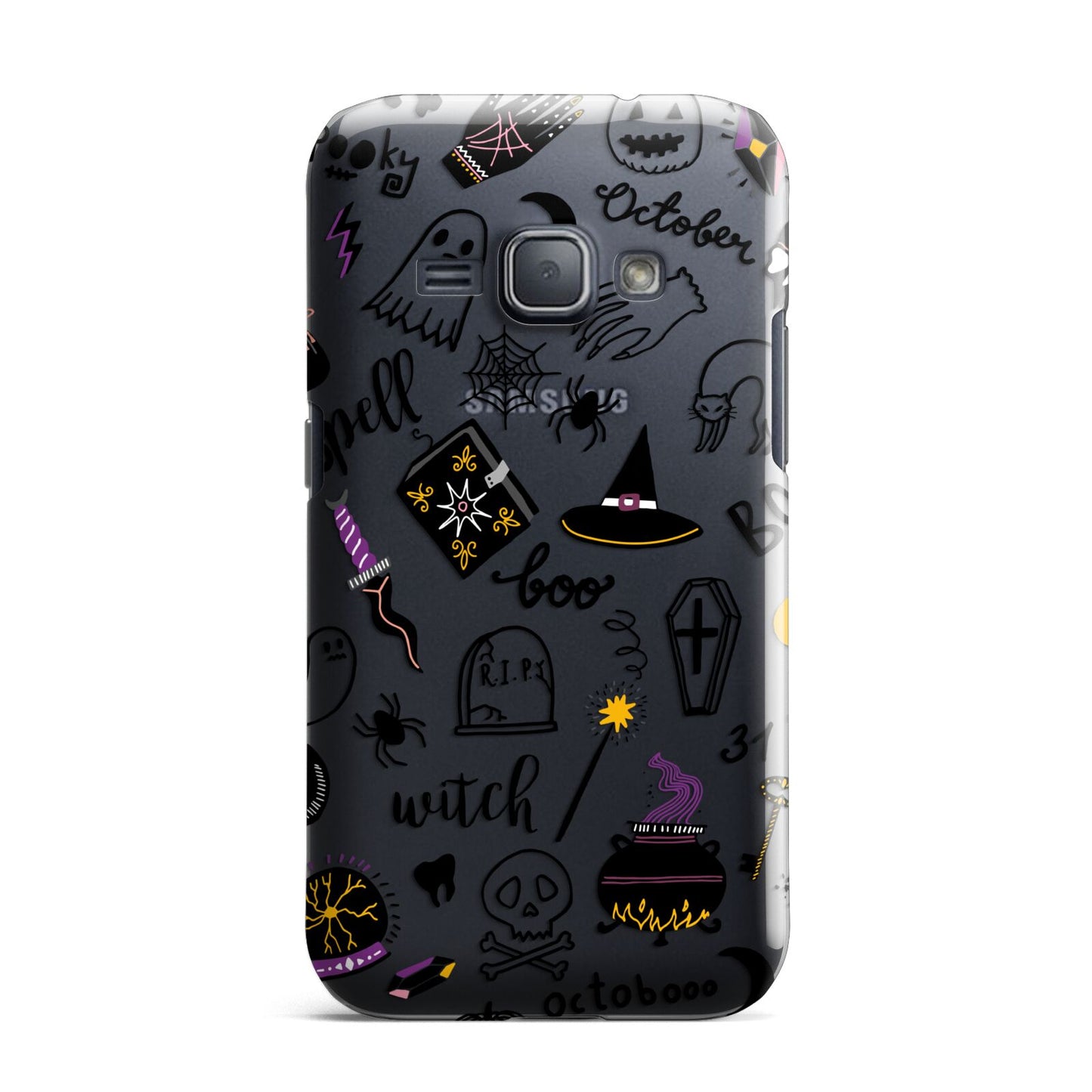 Purple and Black Halloween Illustrations Samsung Galaxy J1 2016 Case