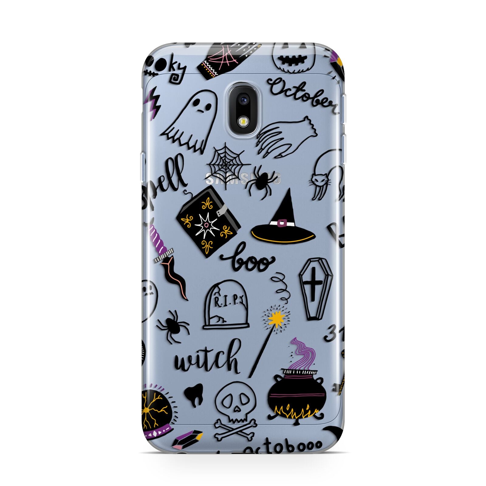 Purple and Black Halloween Illustrations Samsung Galaxy J3 2017 Case