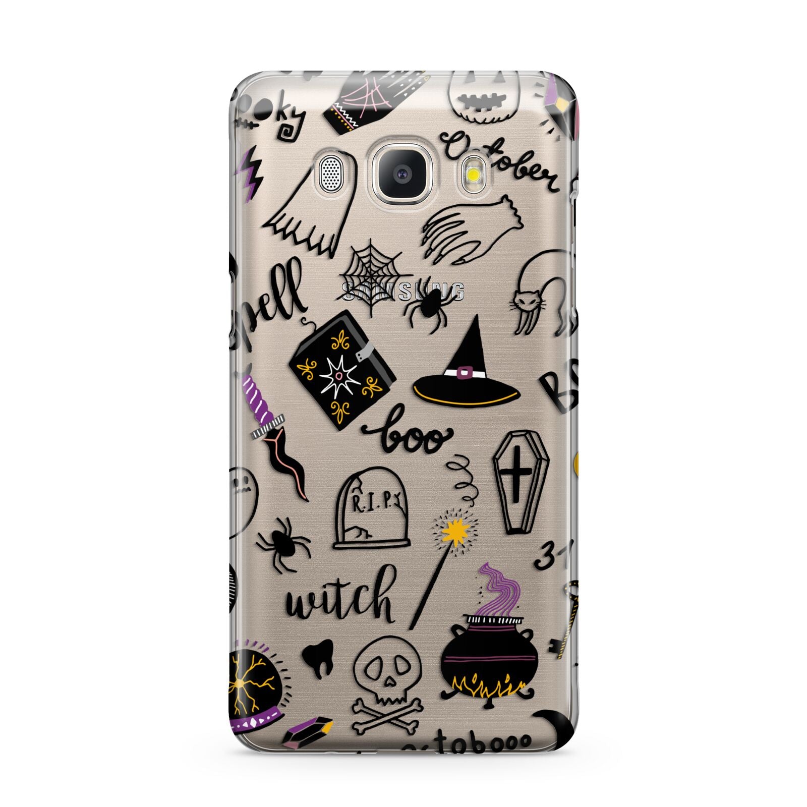 Purple and Black Halloween Illustrations Samsung Galaxy J5 2016 Case