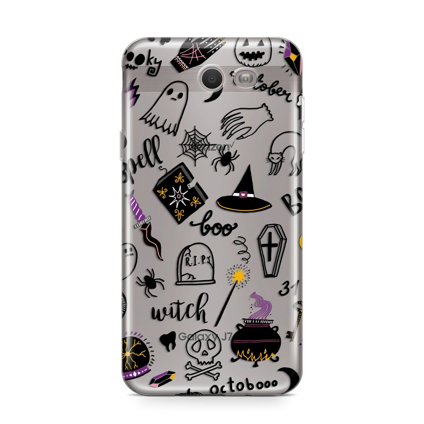 Purple and Black Halloween Illustrations Samsung Galaxy J7 2017 Case