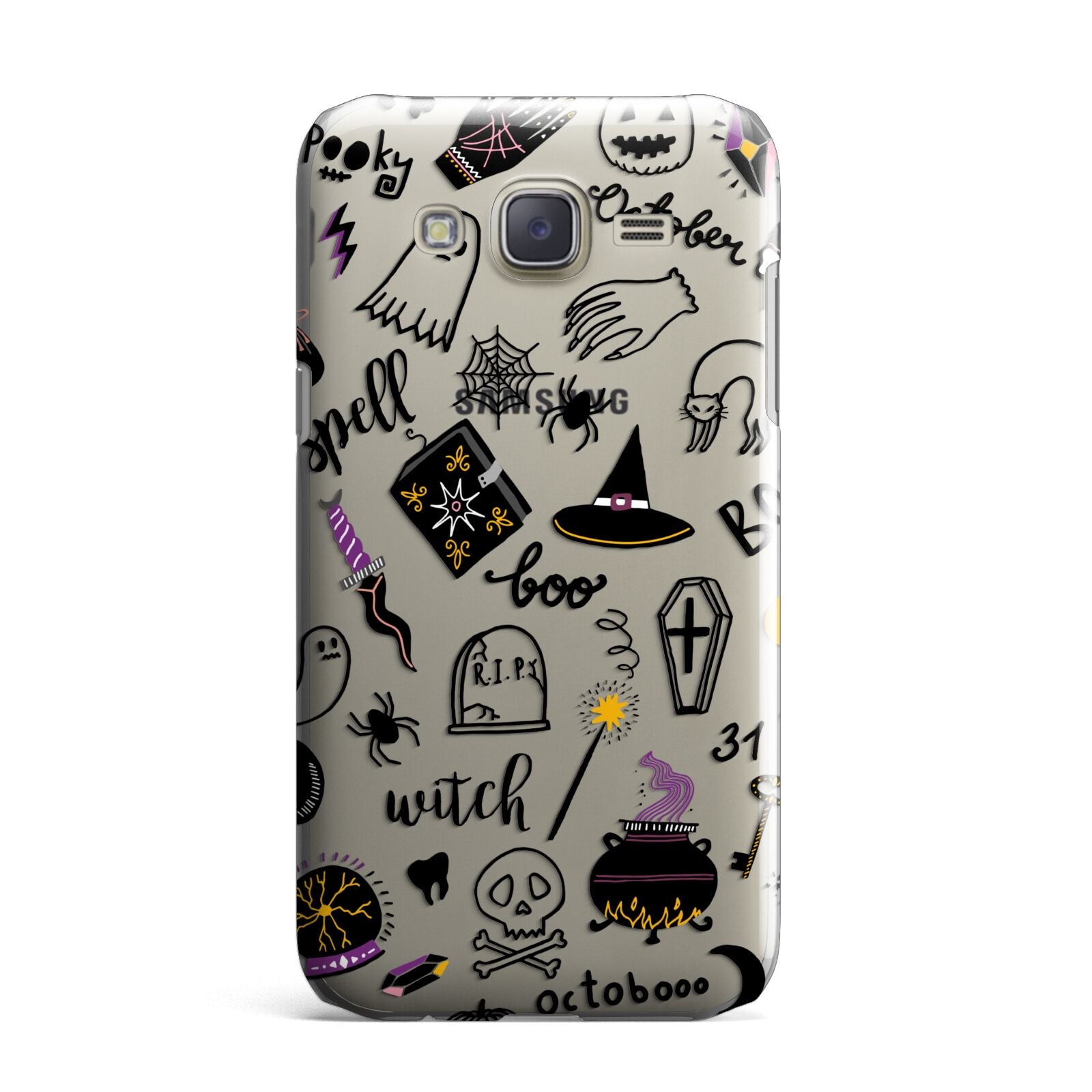 Purple and Black Halloween Illustrations Samsung Galaxy J7 Case