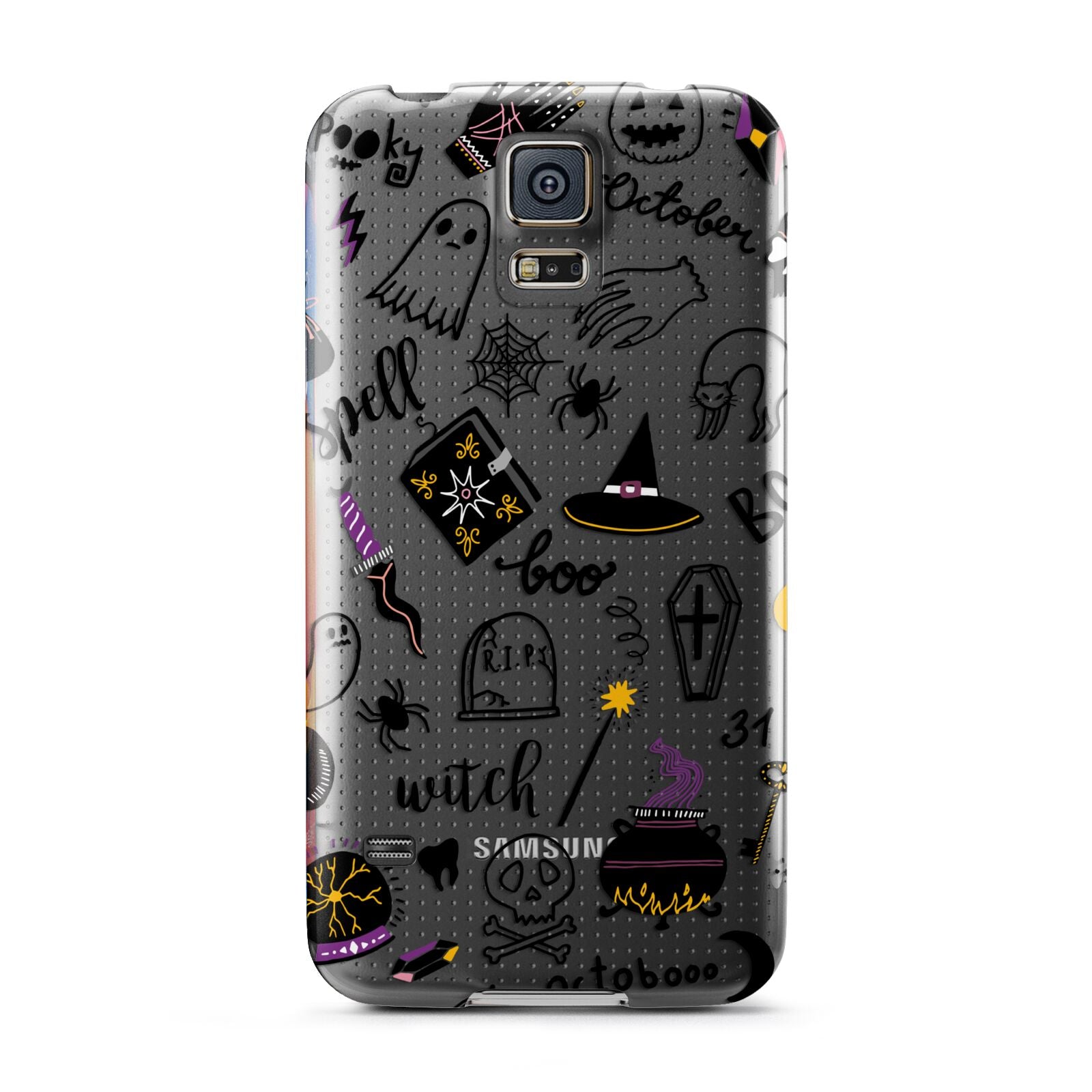 Purple and Black Halloween Illustrations Samsung Galaxy S5 Case