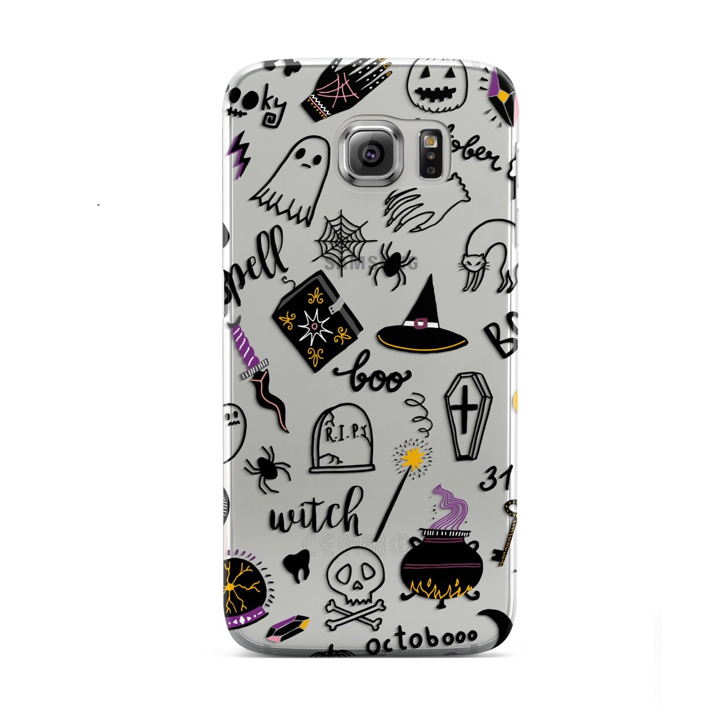 Purple and Black Halloween Illustrations Samsung Galaxy S6 Case