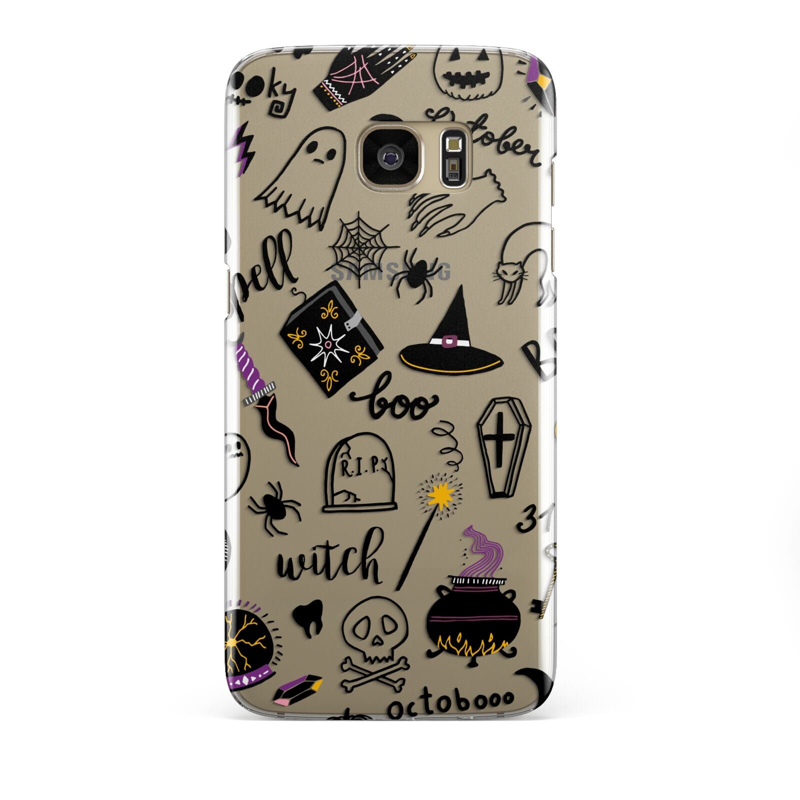 Purple and Black Halloween Illustrations Samsung Galaxy S7 Edge Case