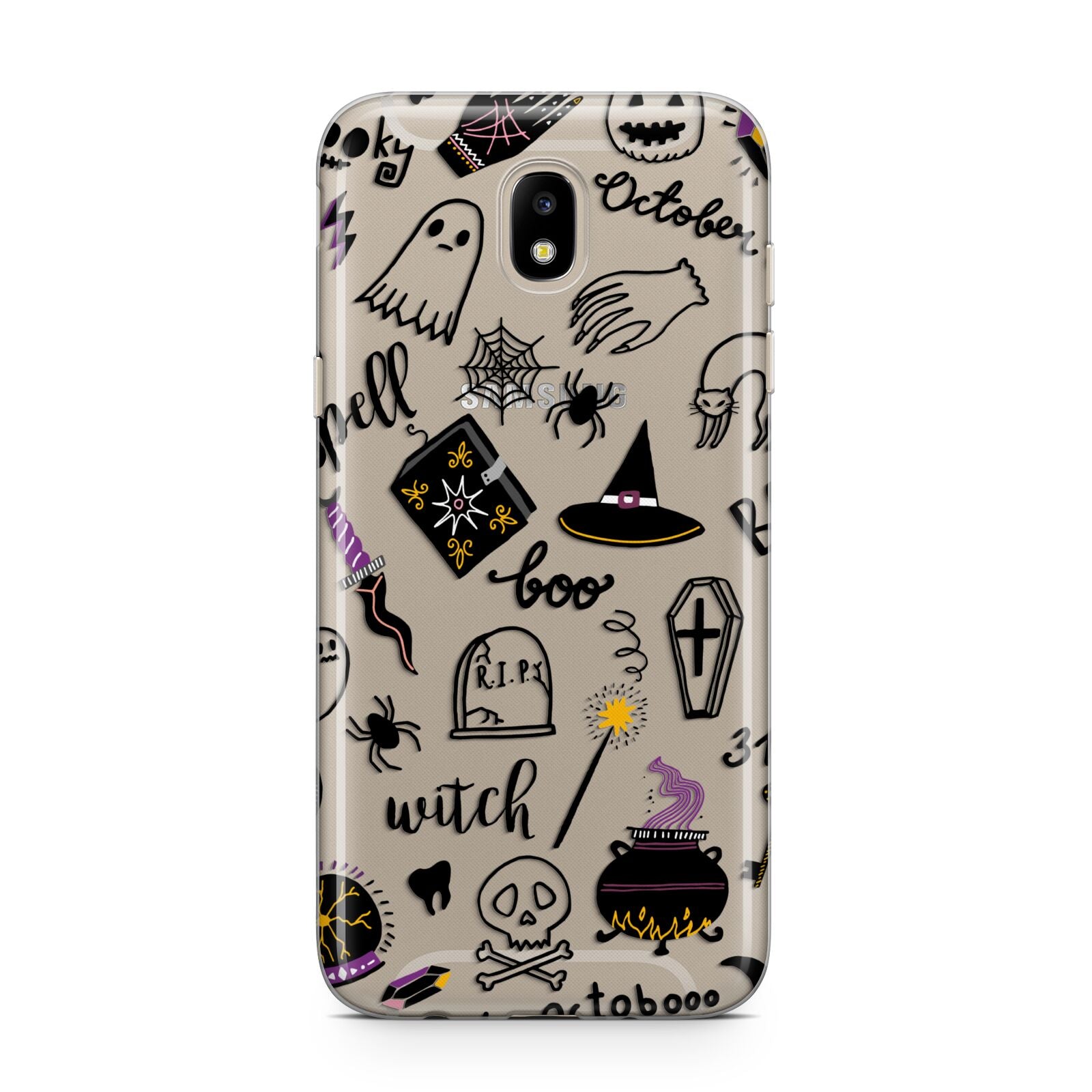 Purple and Black Halloween Illustrations Samsung J5 2017 Case