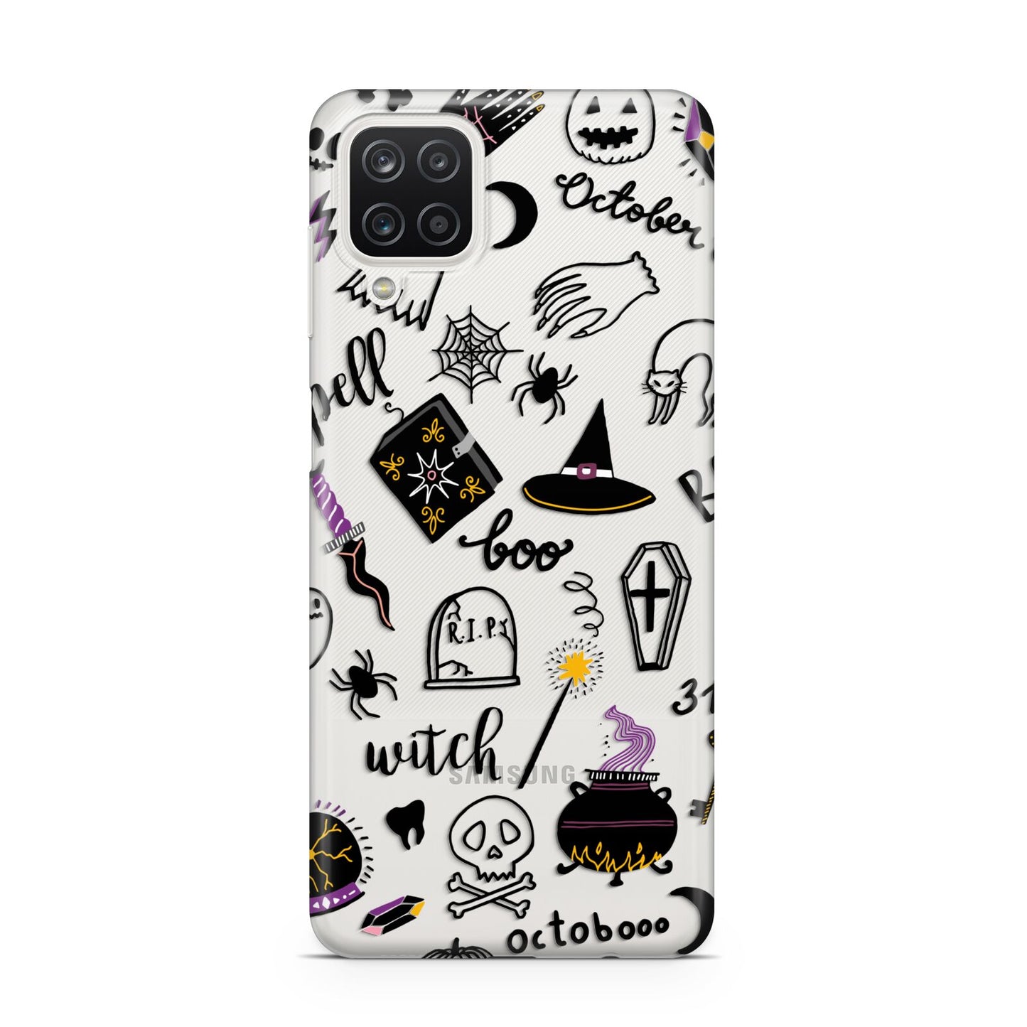 Purple and Black Halloween Illustrations Samsung M12 Case