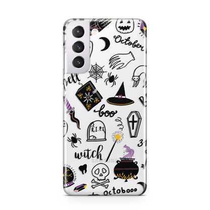 Purple and Black Halloween Illustrations Samsung S21 Case