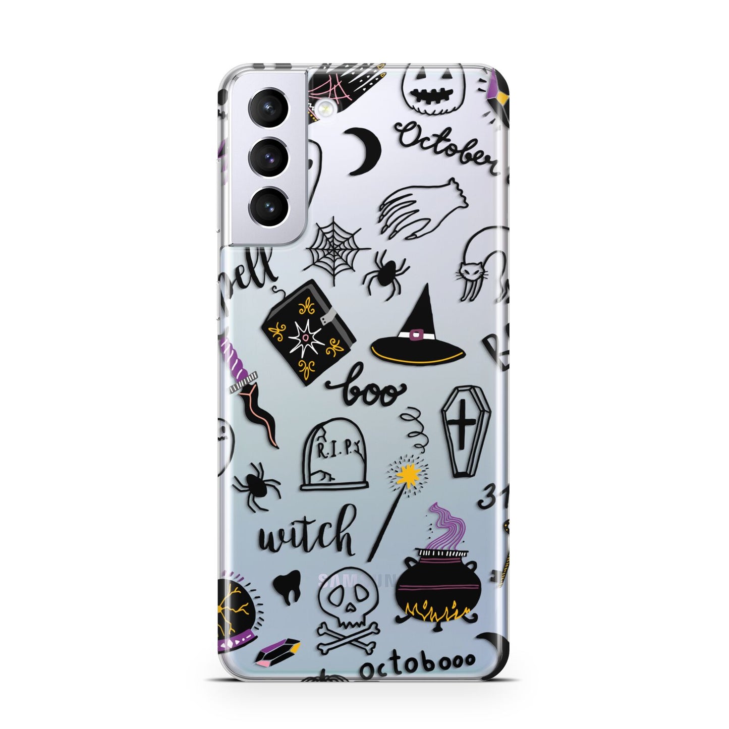 Purple and Black Halloween Illustrations Samsung S21 Plus Case