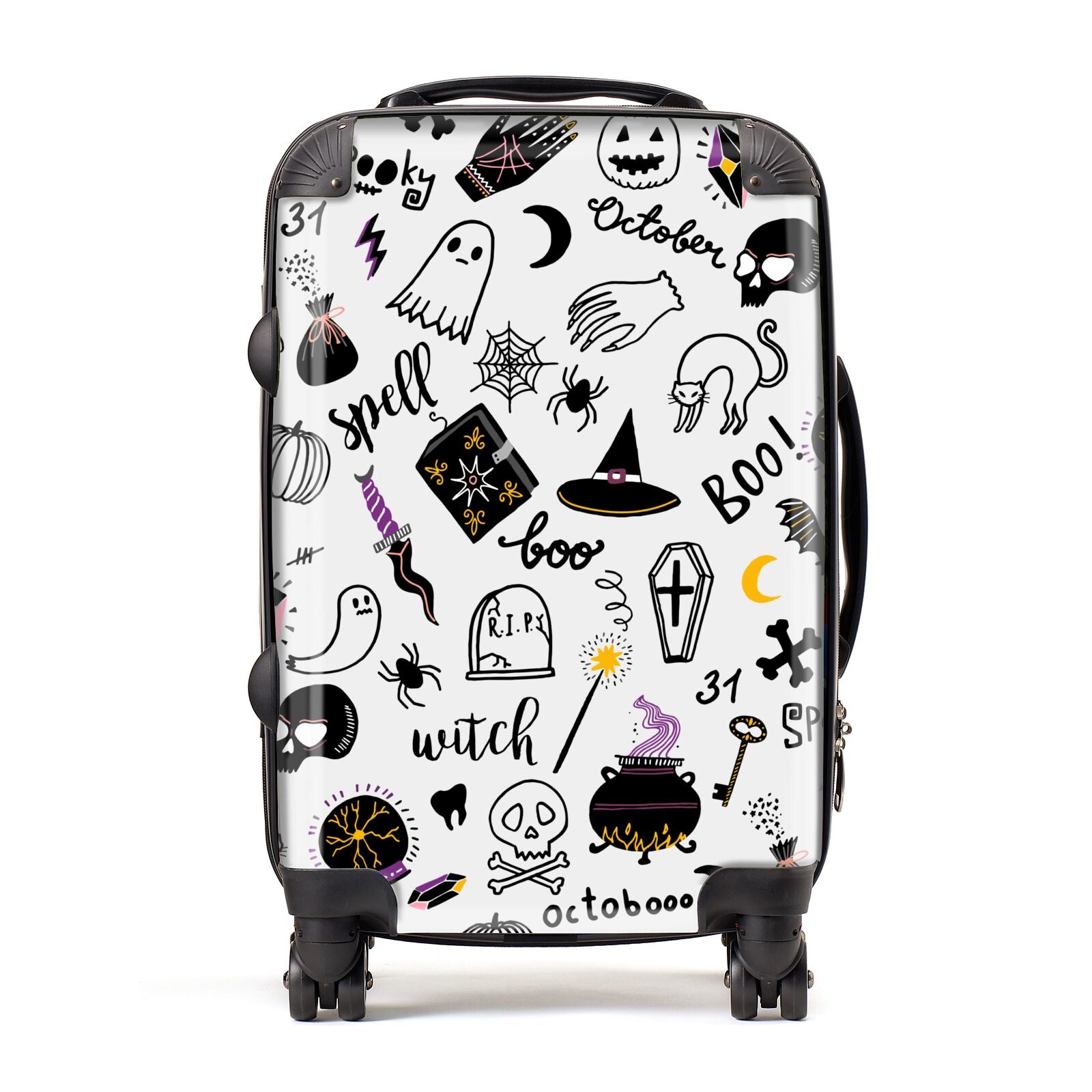 Purple and Black Halloween Illustrations Suitcase