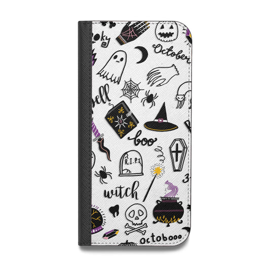 Purple and Black Halloween Illustrations Vegan Leather Flip Samsung Case