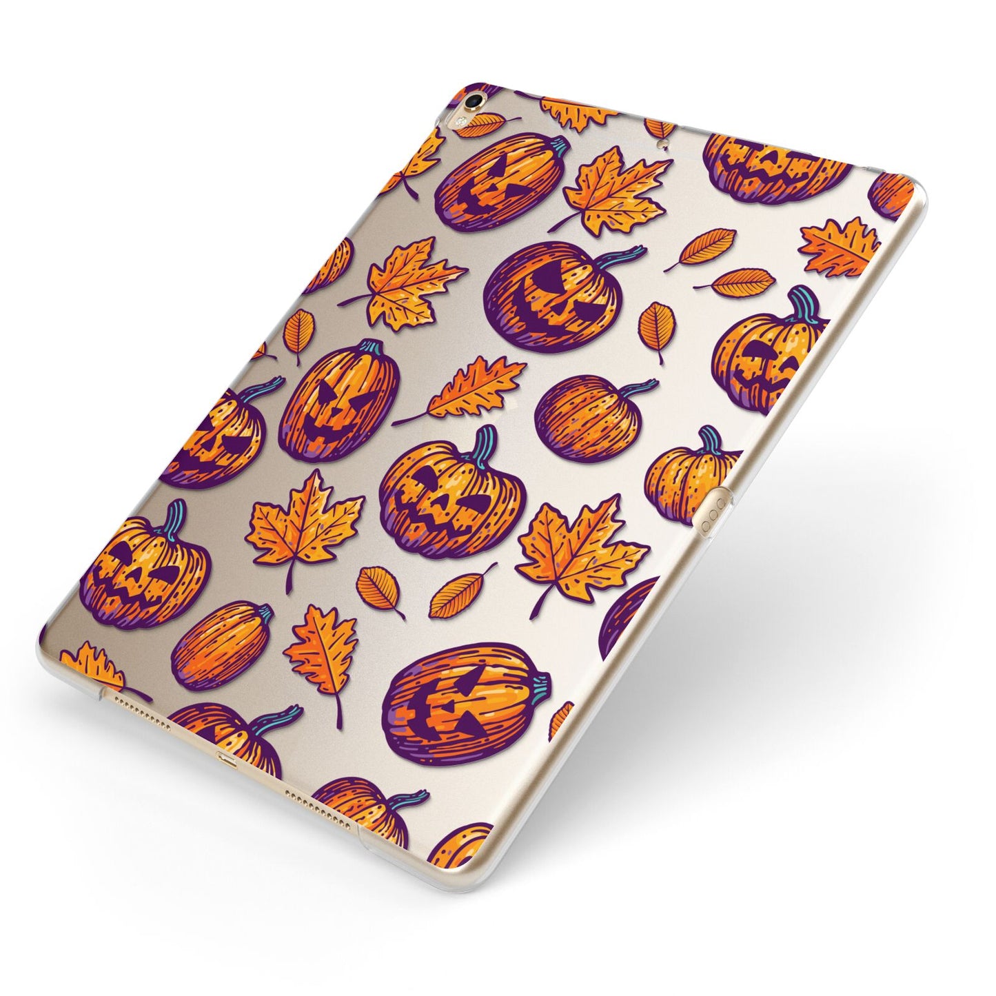 Purple and Orange Autumn Illustrations Apple iPad Case on Gold iPad Side View