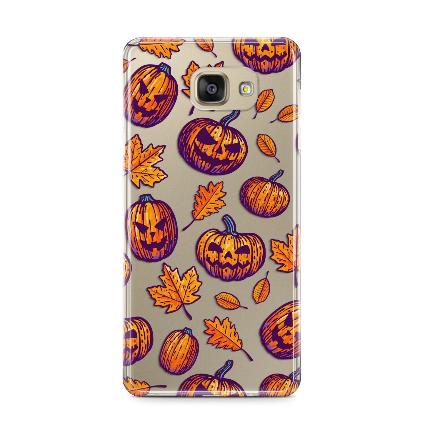 Purple and Orange Autumn Illustrations Samsung Galaxy A9 2016 Case on gold phone