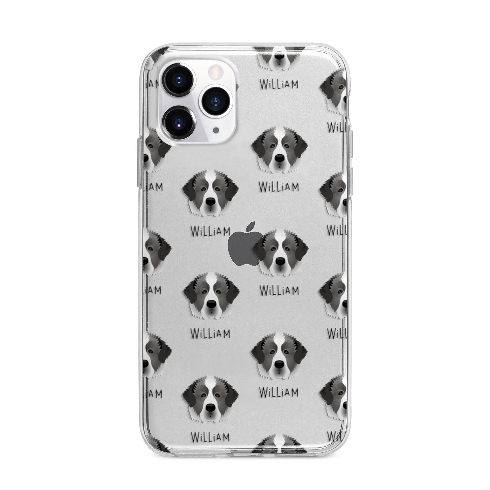 Pyrenean Mastiff Icon with Name Apple iPhone 11 Pro Max in Silver with Bumper Case