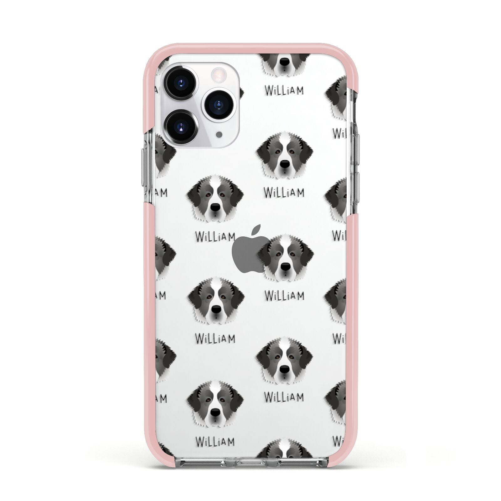 Pyrenean Mastiff Icon with Name Apple iPhone 11 Pro in Silver with Pink Impact Case