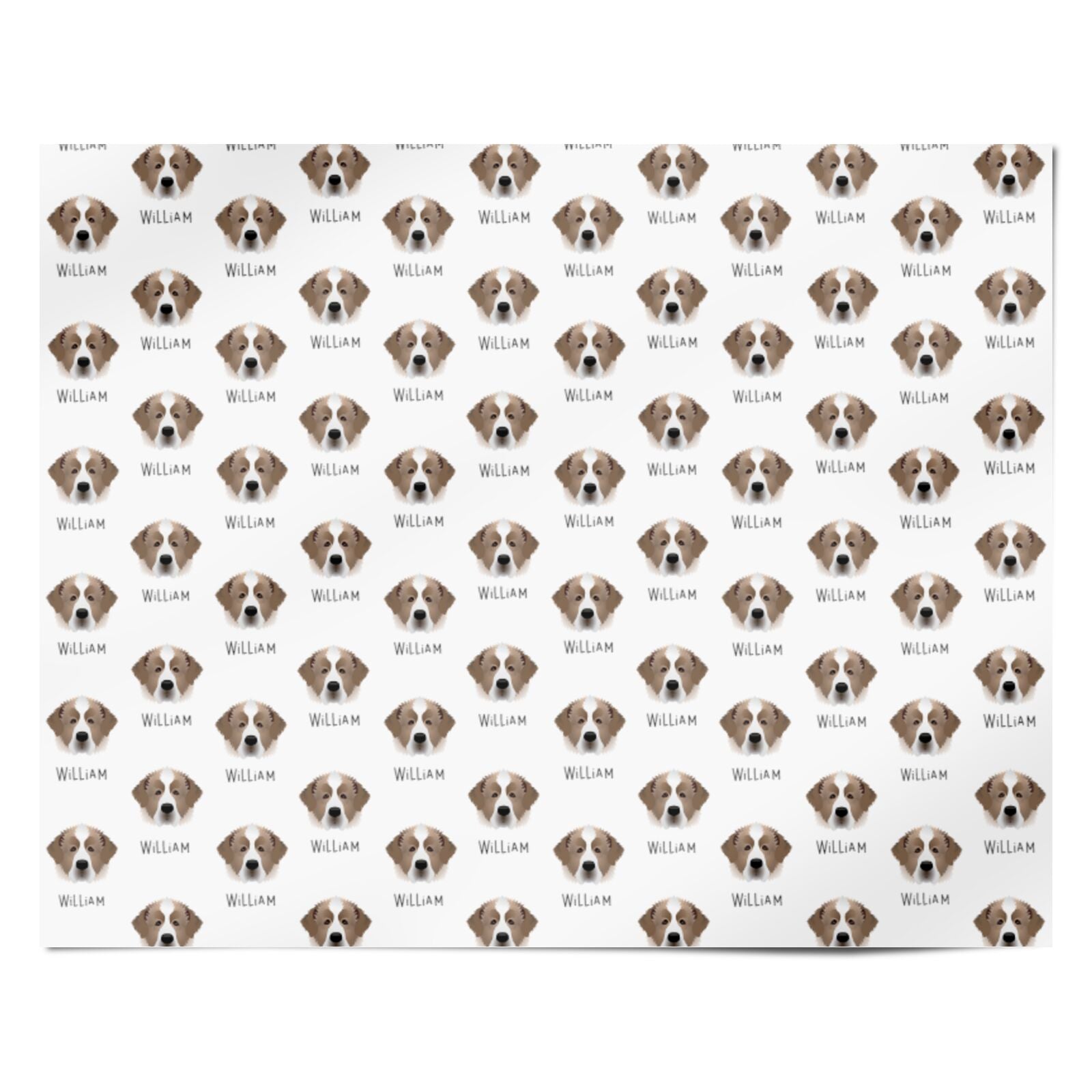 Pyrenean Mastiff Icon with Name Personalised Wrapping Paper Alternative