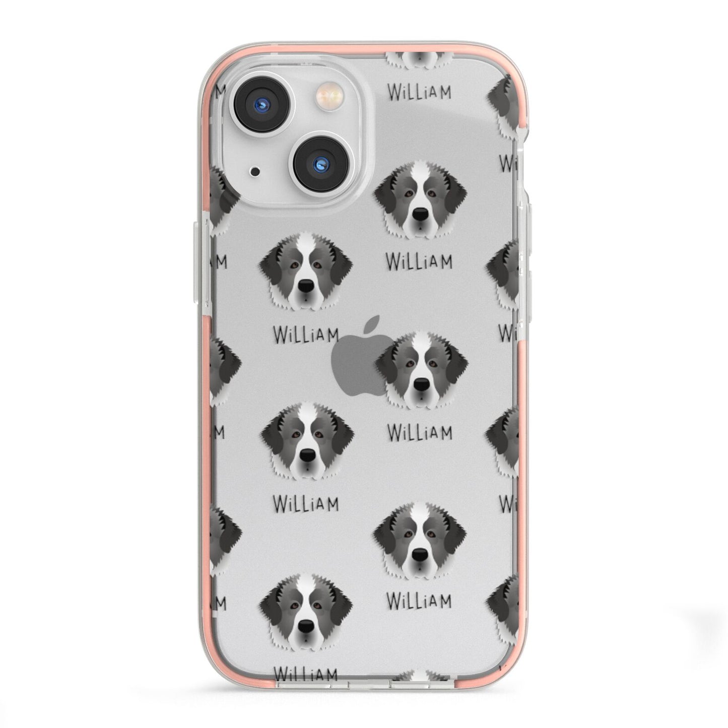 Pyrenean Mastiff Icon with Name iPhone 13 Mini TPU Impact Case with Pink Edges