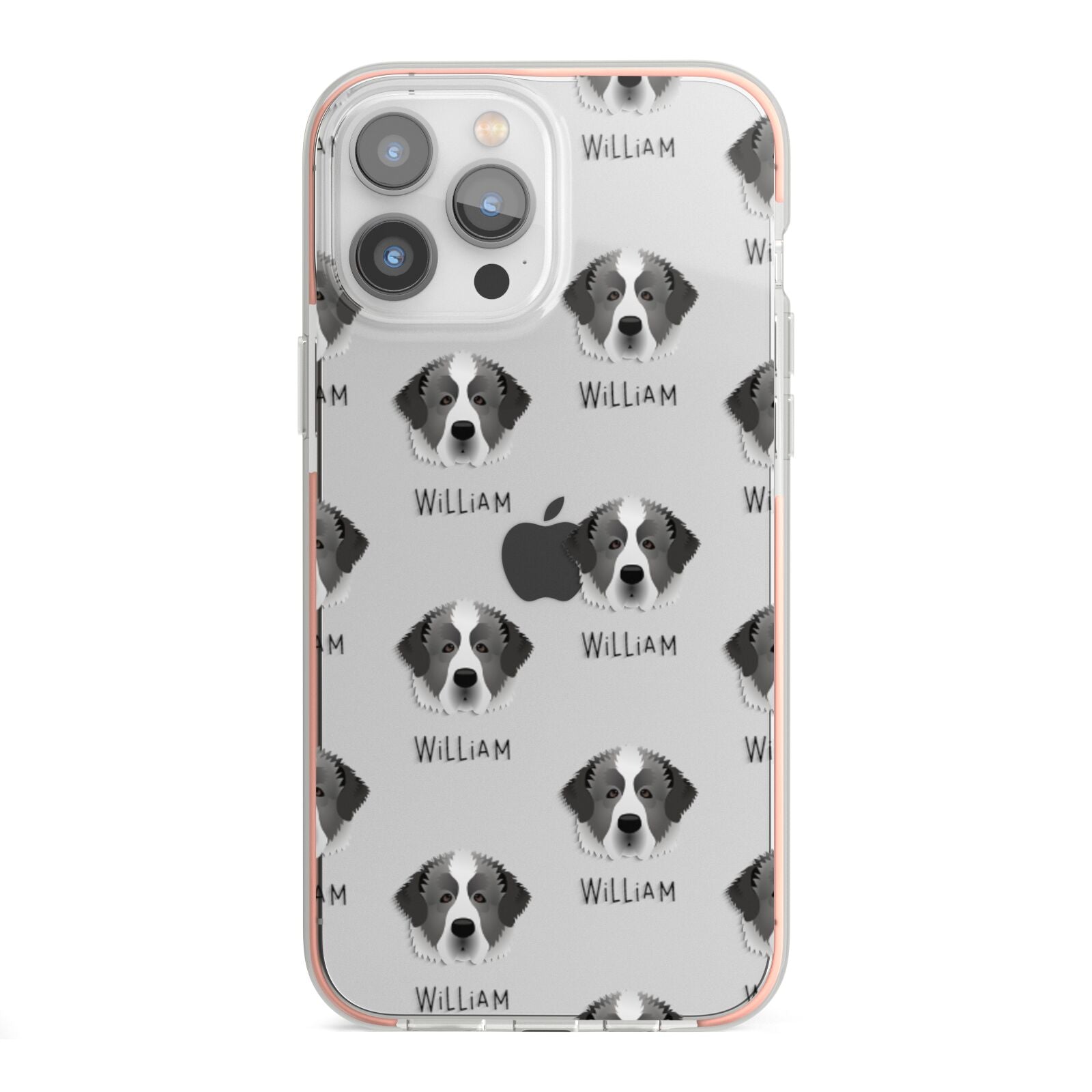 Pyrenean Mastiff Icon with Name iPhone 13 Pro Max TPU Impact Case with Pink Edges