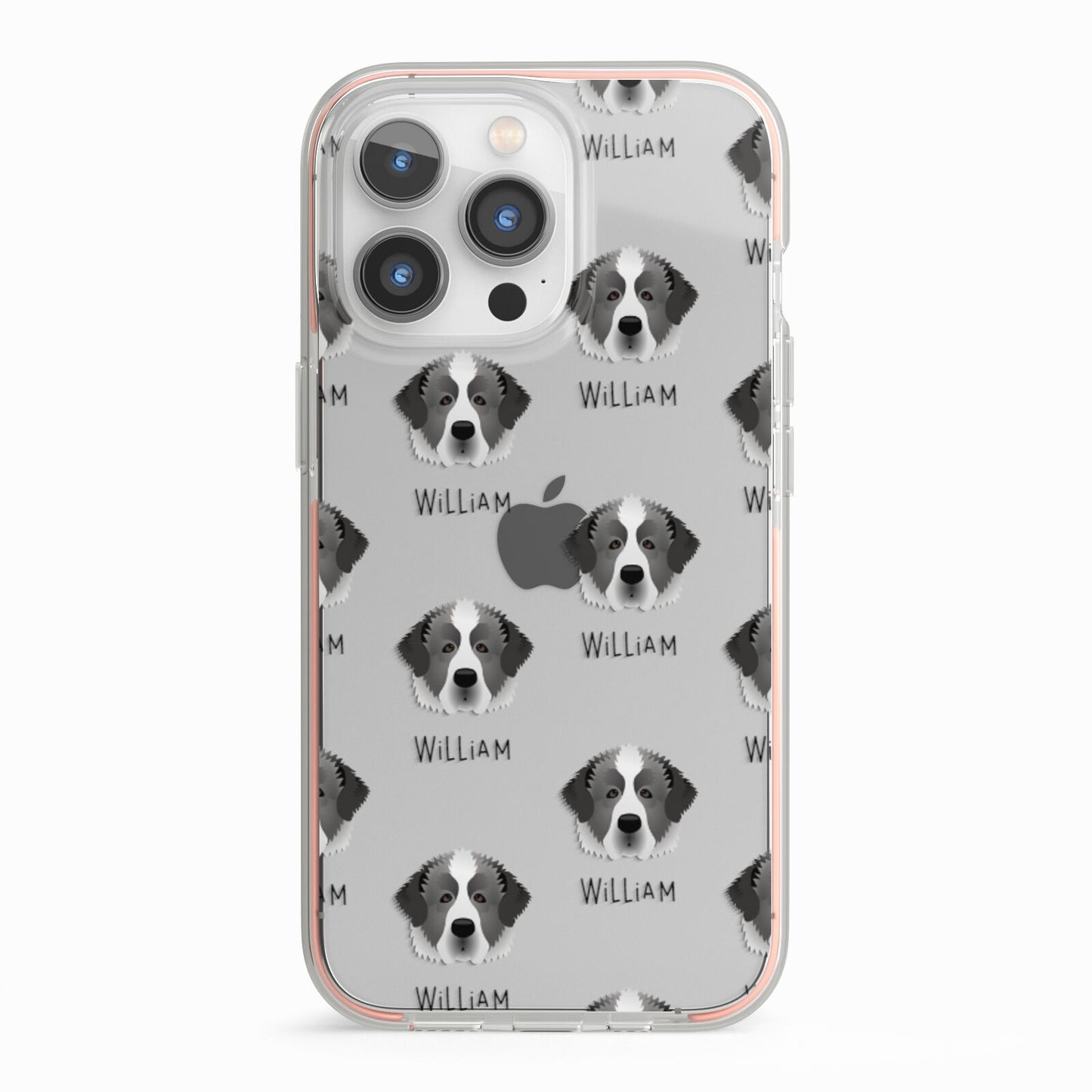 Pyrenean Mastiff Icon with Name iPhone 13 Pro TPU Impact Case with Pink Edges