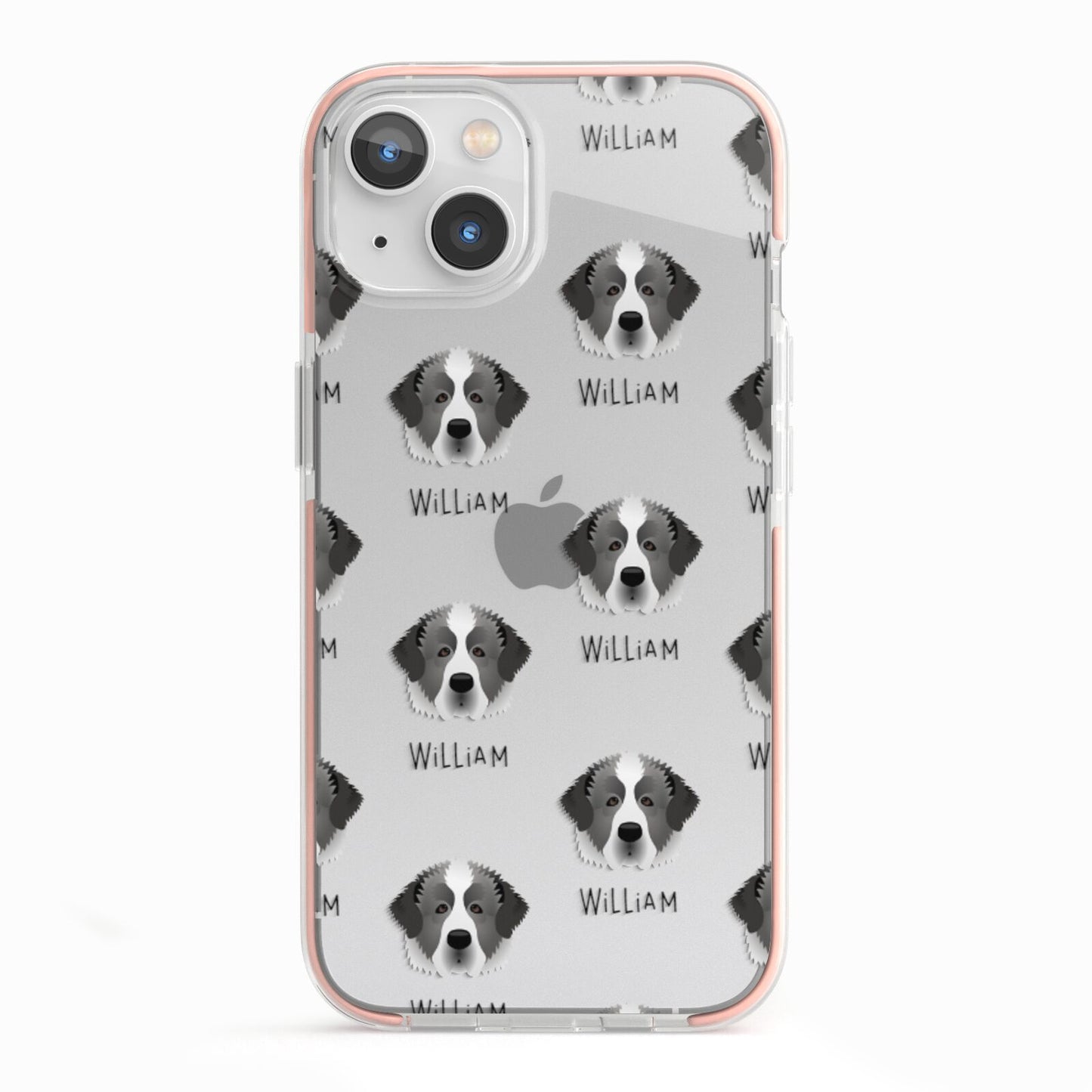 Pyrenean Mastiff Icon with Name iPhone 13 TPU Impact Case with Pink Edges