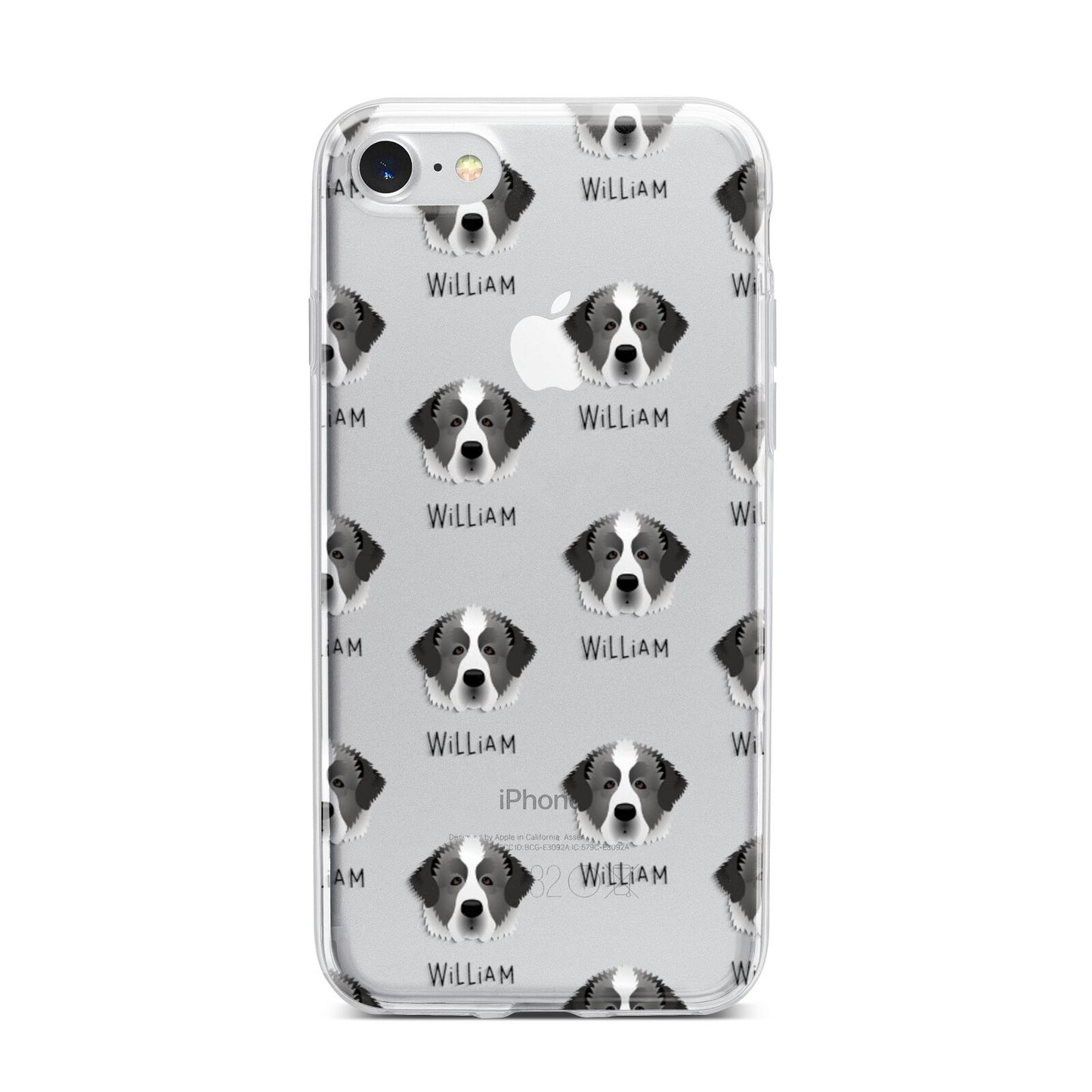 Pyrenean Mastiff Icon with Name iPhone 7 Bumper Case on Silver iPhone